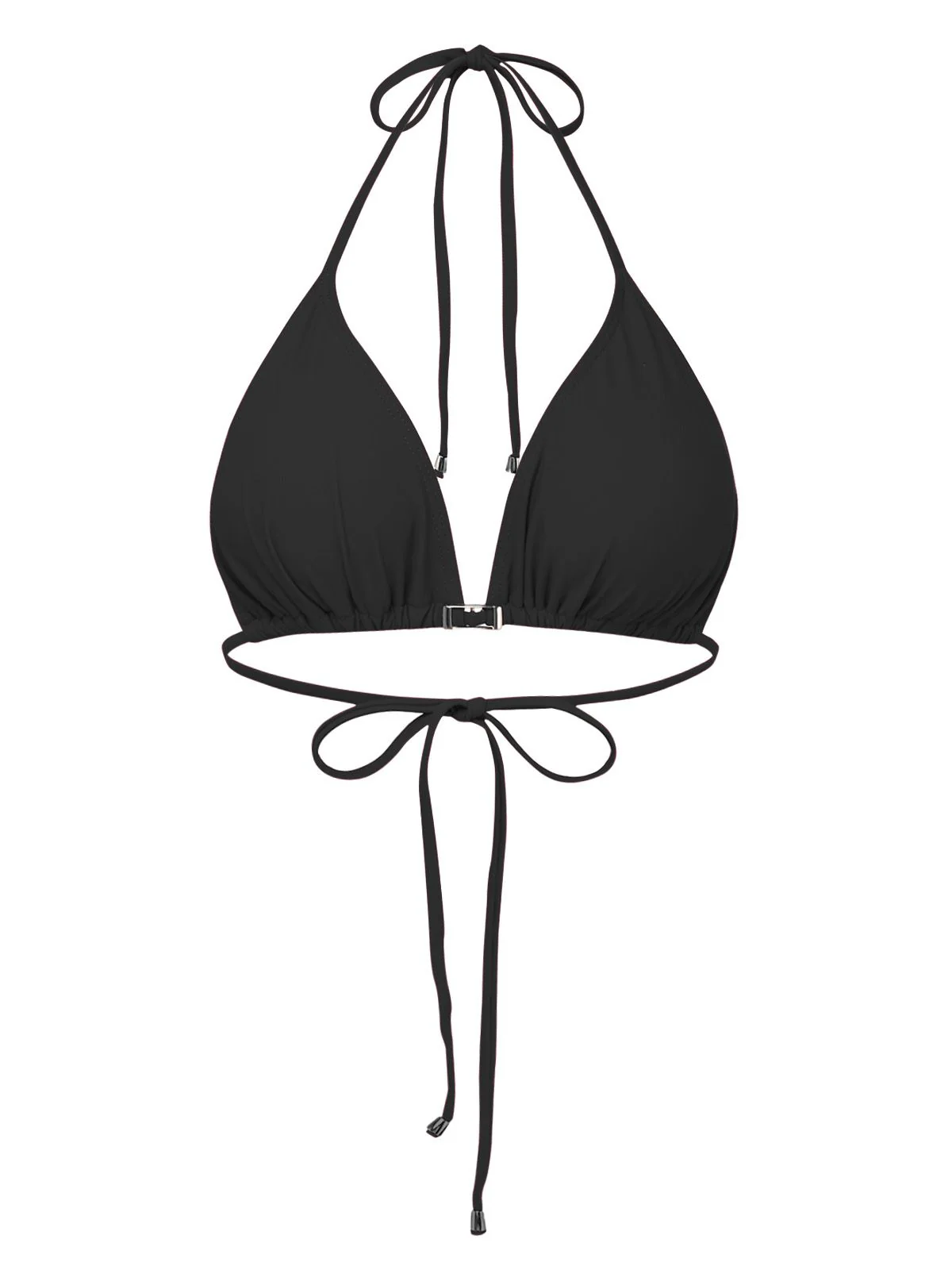 Black 1950s Deep V-Neck Crochet Mesh Halter Swimsuit Set - Image 3