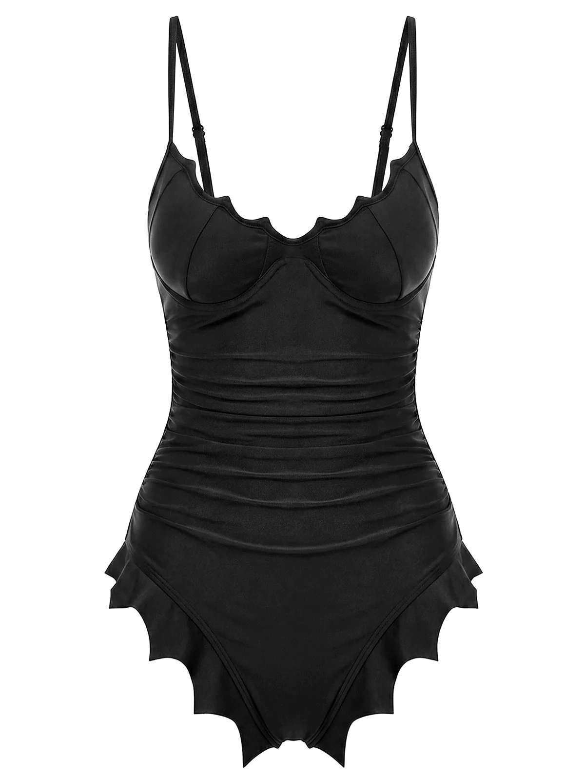 [Pre-Sale] Black 1950s Gothic Batwing Hem One Piece Swimsuit - Image 3
