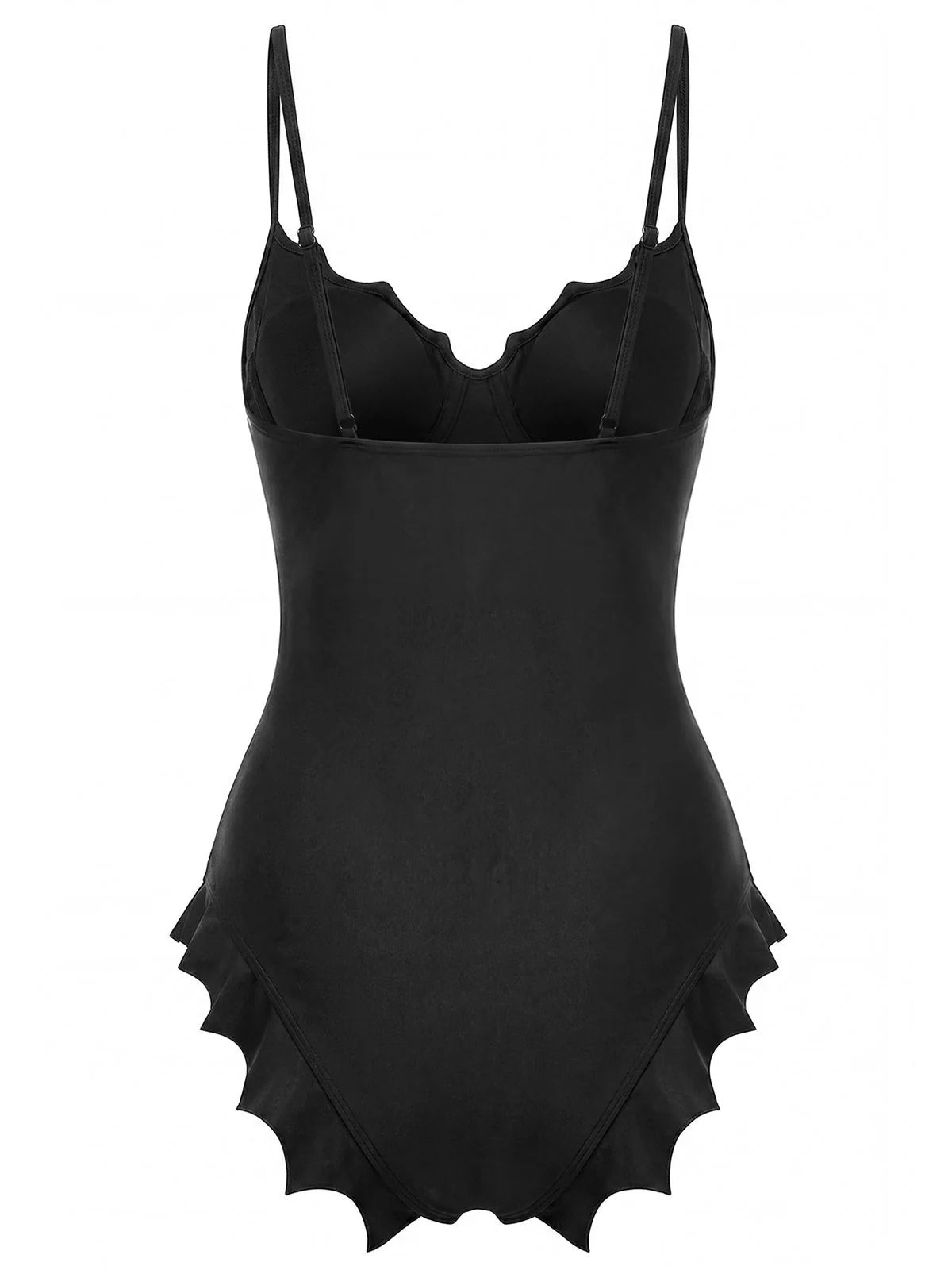 [Pre-Sale] Black 1950s Gothic Batwing Hem One Piece Swimsuit - Image 4