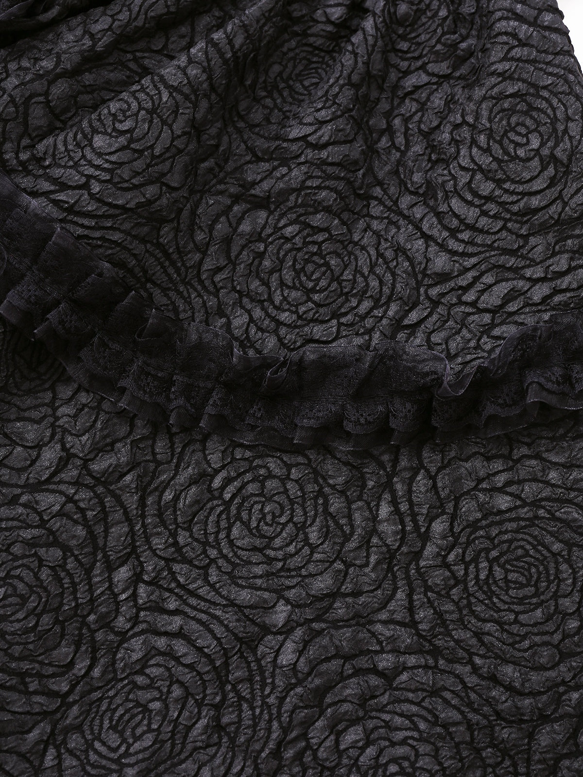 Black 1950s Gothic Lace Panel Bow Tie Lace-up Dress - Image 5