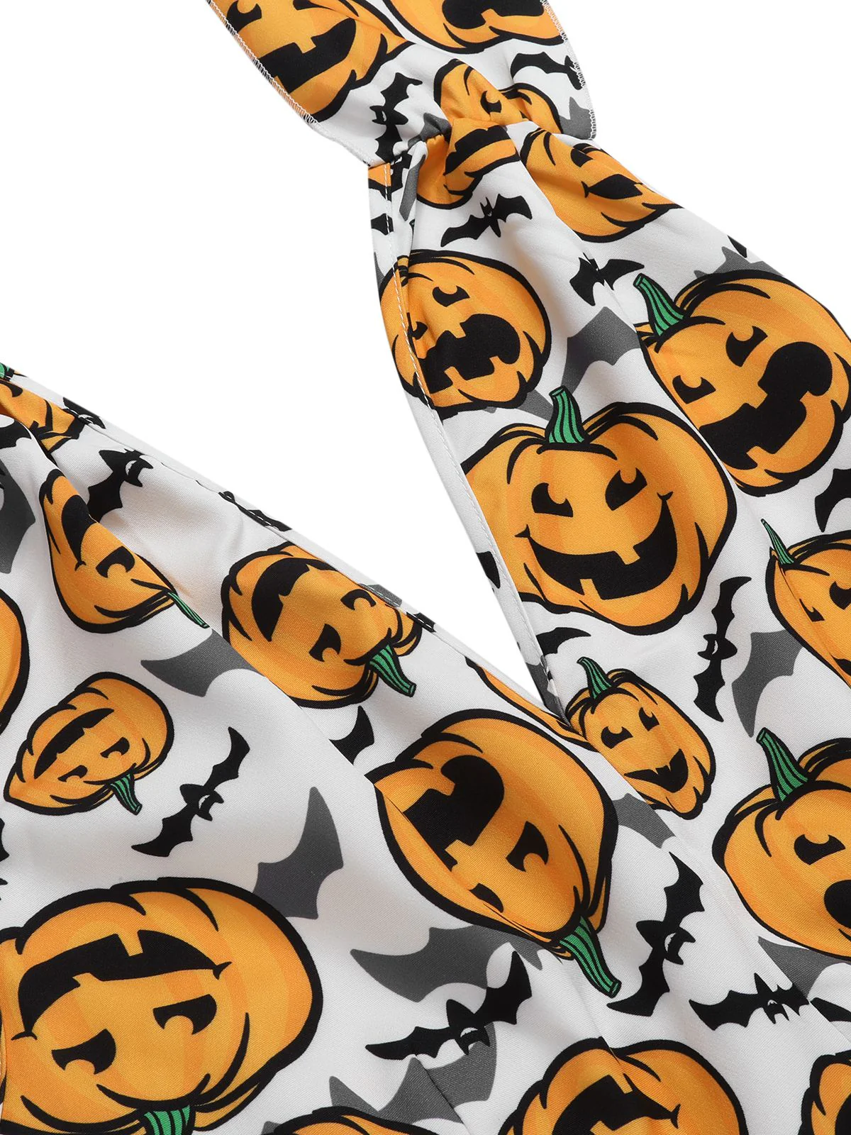 Black 1950s Halloween Pumpkin Halter Romper - Image 5