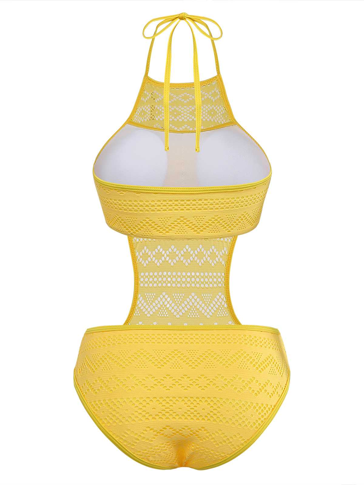 1950s Halter Cut-Out Solid One-Piece Swimsuit - Image 3