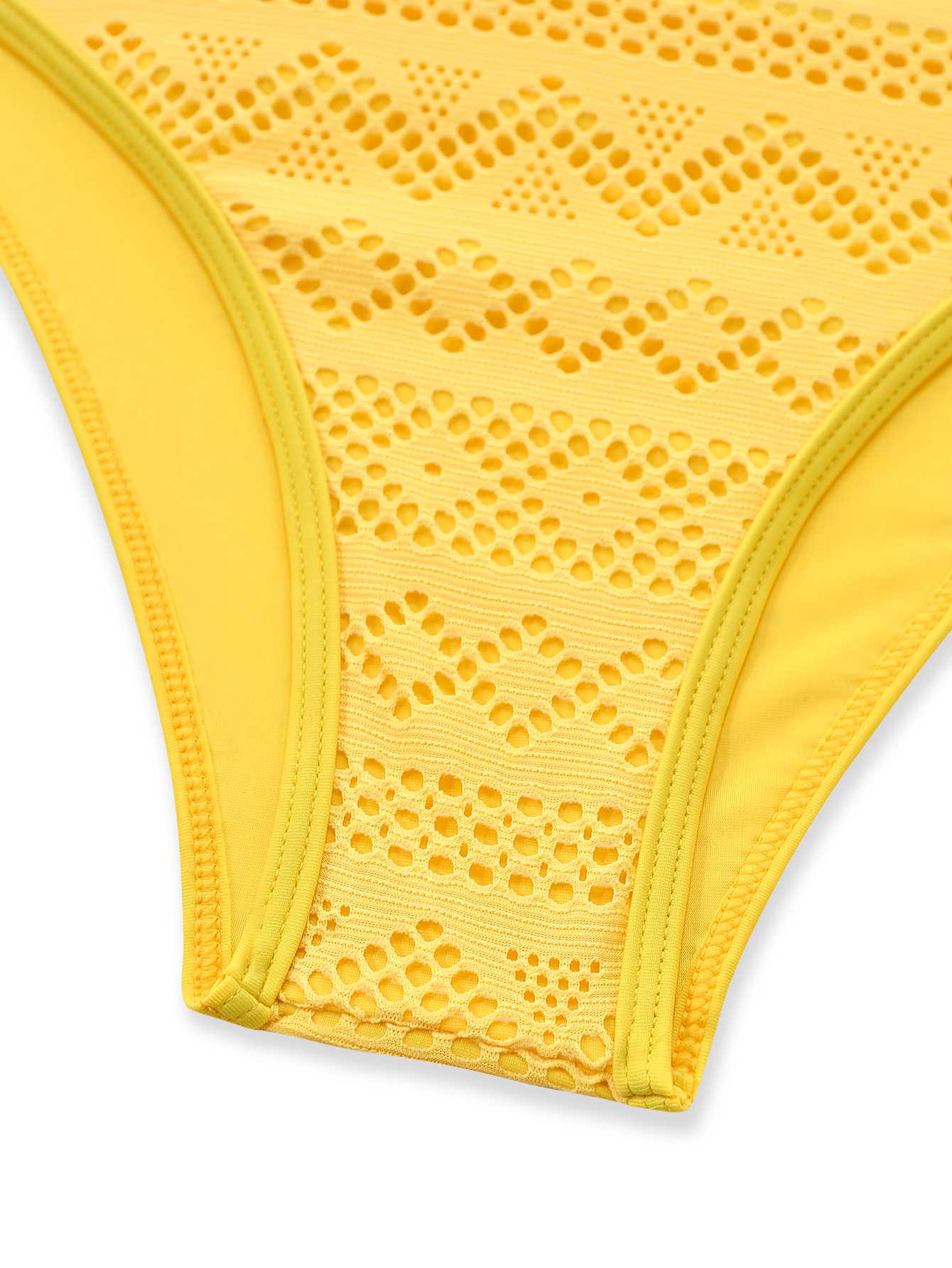1950s Halter Cut-Out Solid One-Piece Swimsuit - Image 4