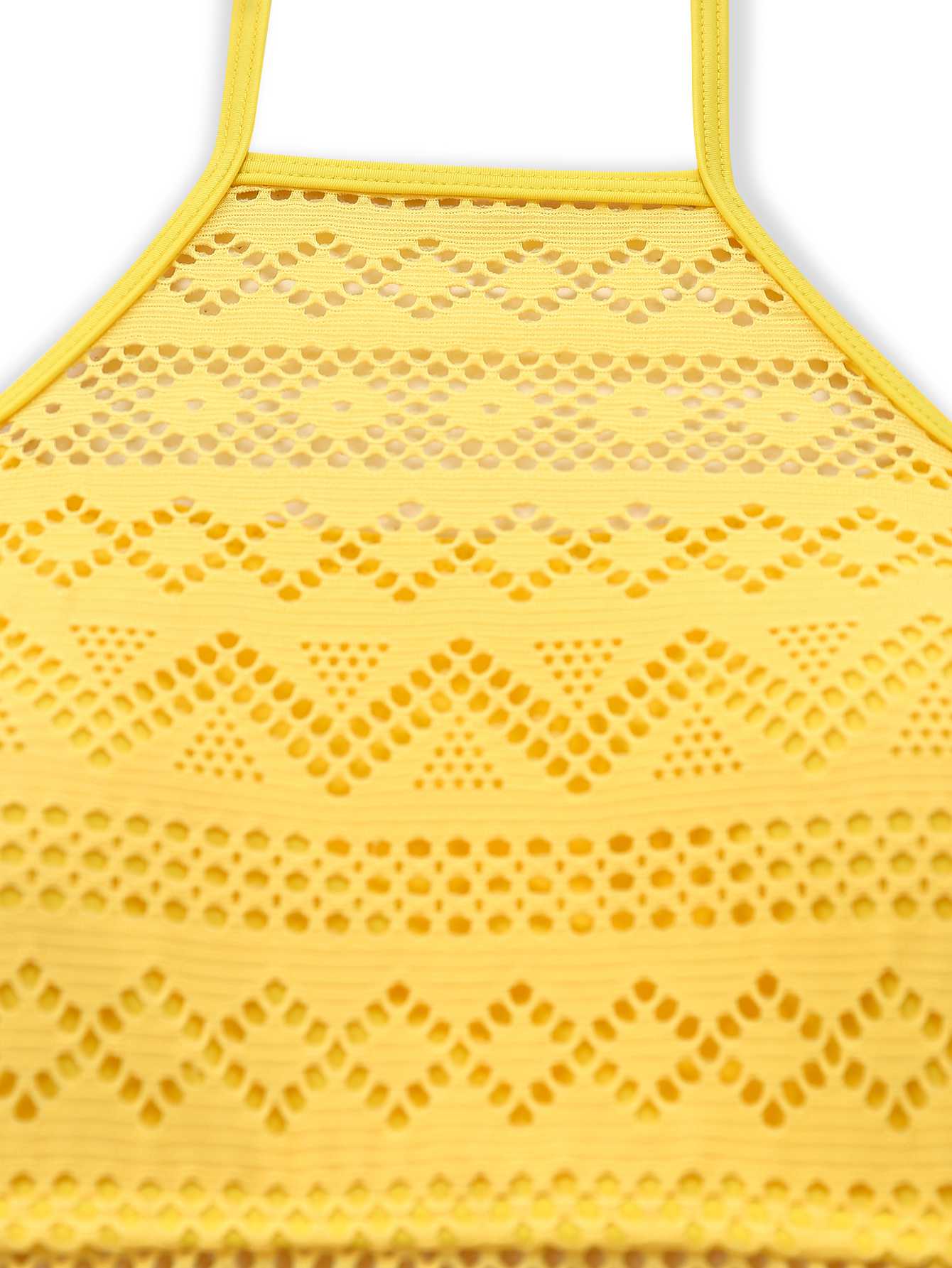 1950s Halter Cut-Out Solid One-Piece Swimsuit - Image 5