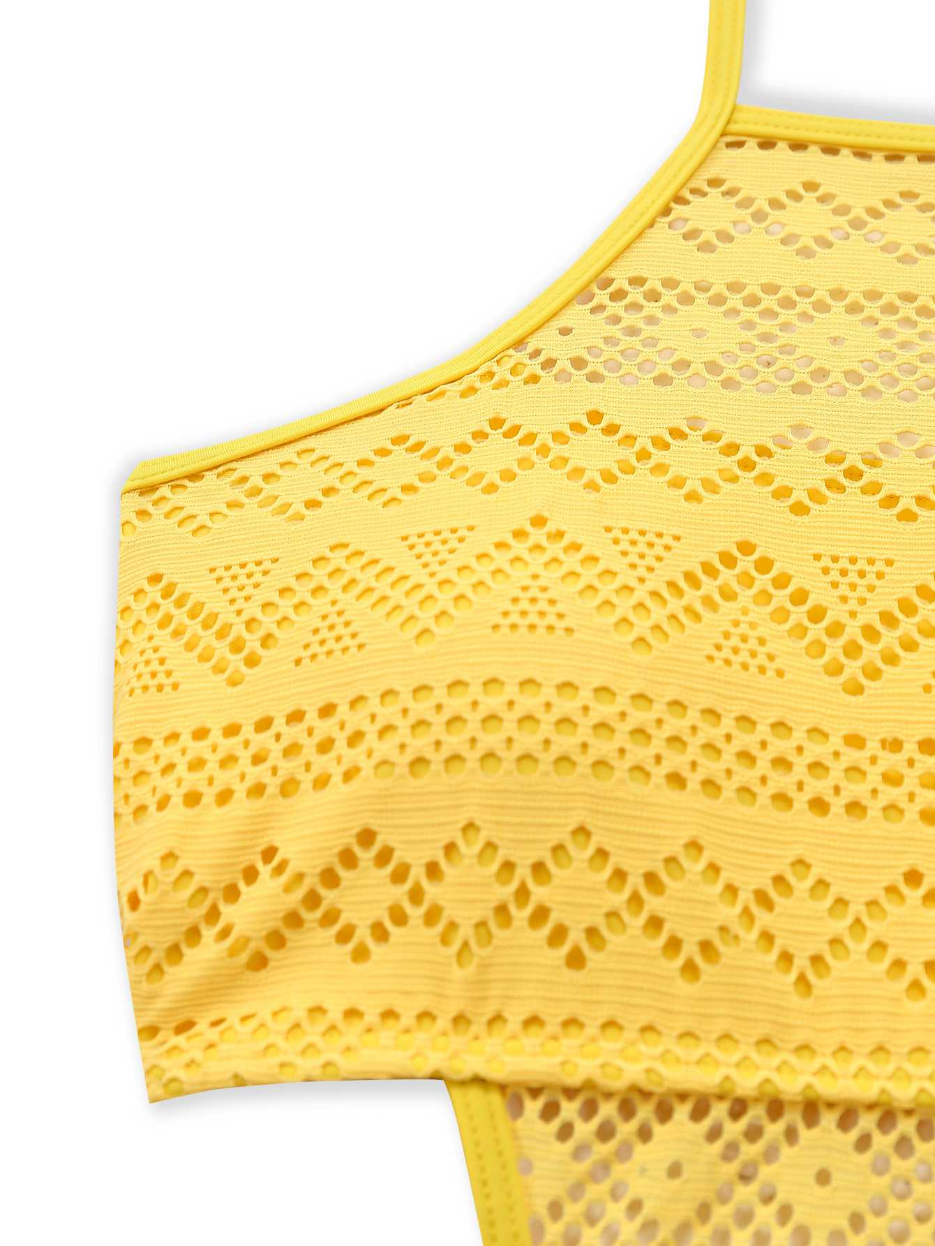 1950s Halter Cut-Out Solid One-Piece Swimsuit - Image 6