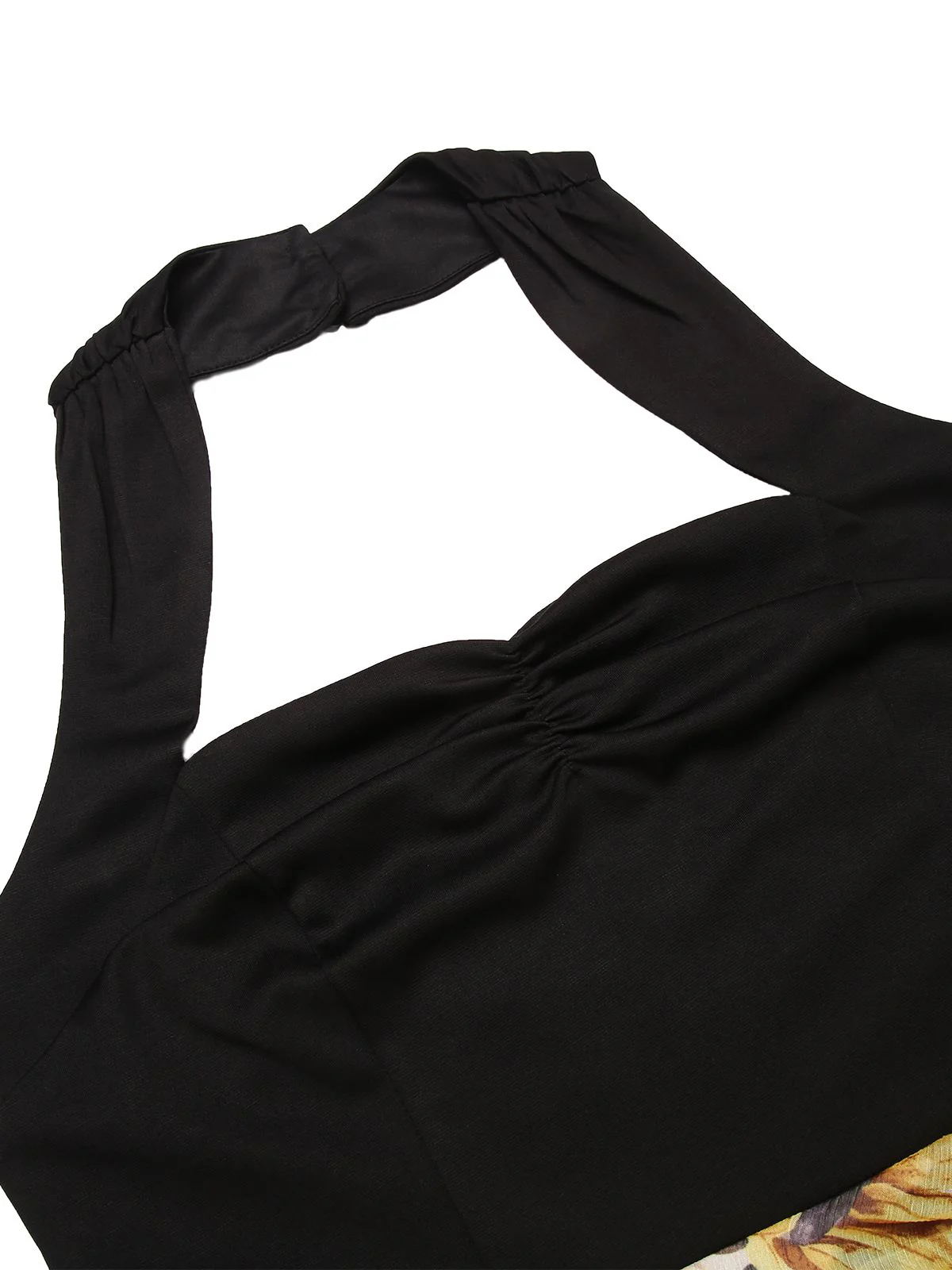 Black 1960s Halter Sunflower Pencil Dress - Image 5