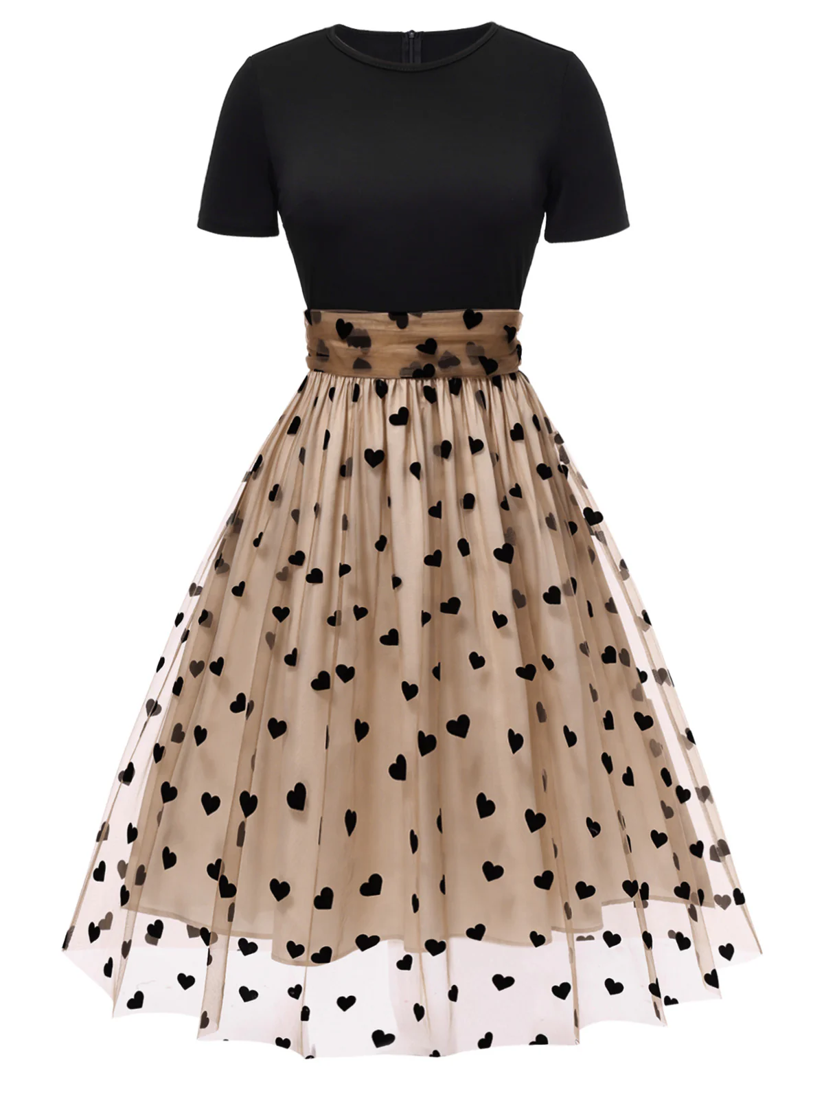 Black 1950s Heart Dot Swing Vintage Dress - Image 2