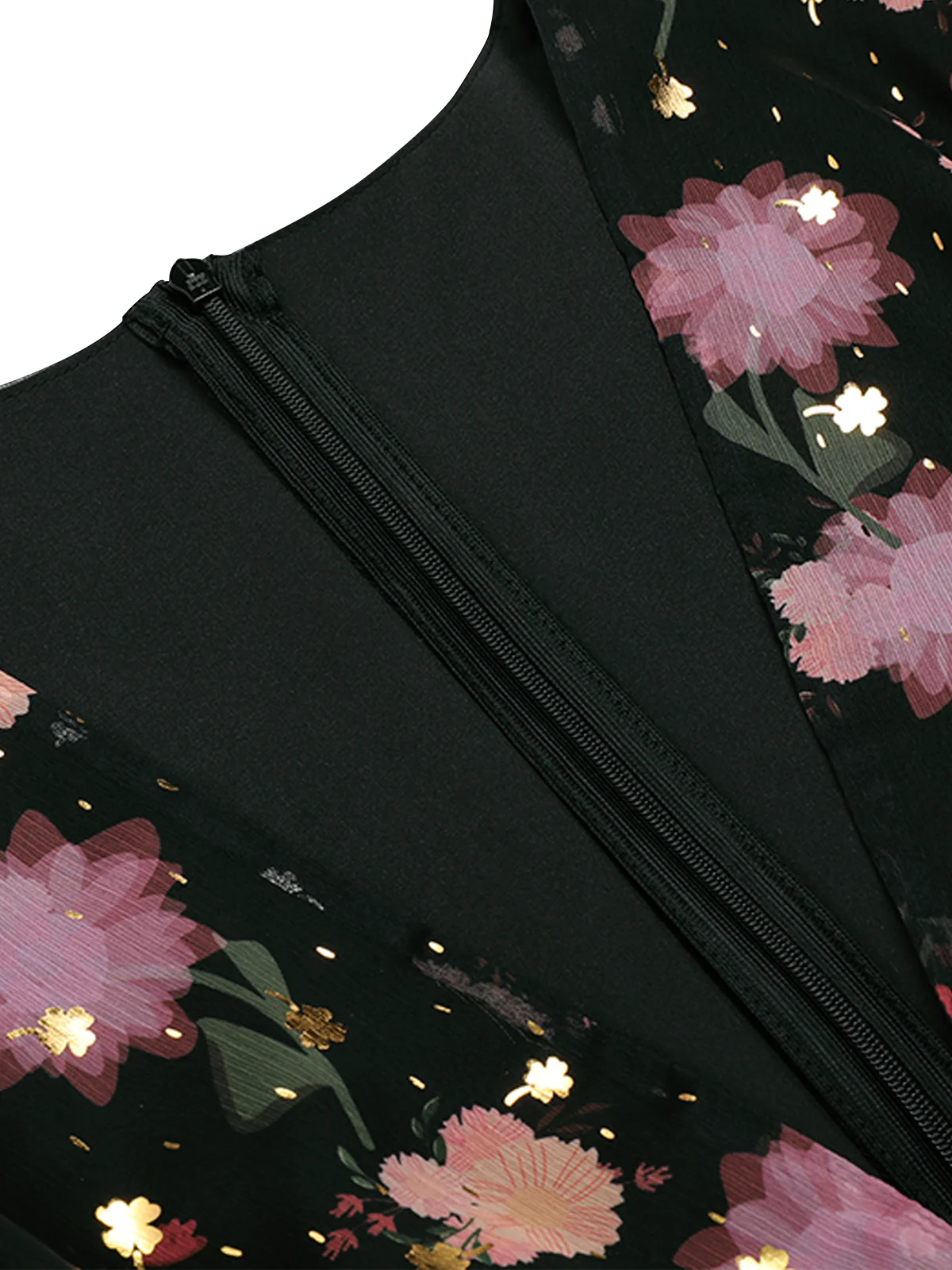 Black 1950s Lace Flowers Swing Dress - Image 8