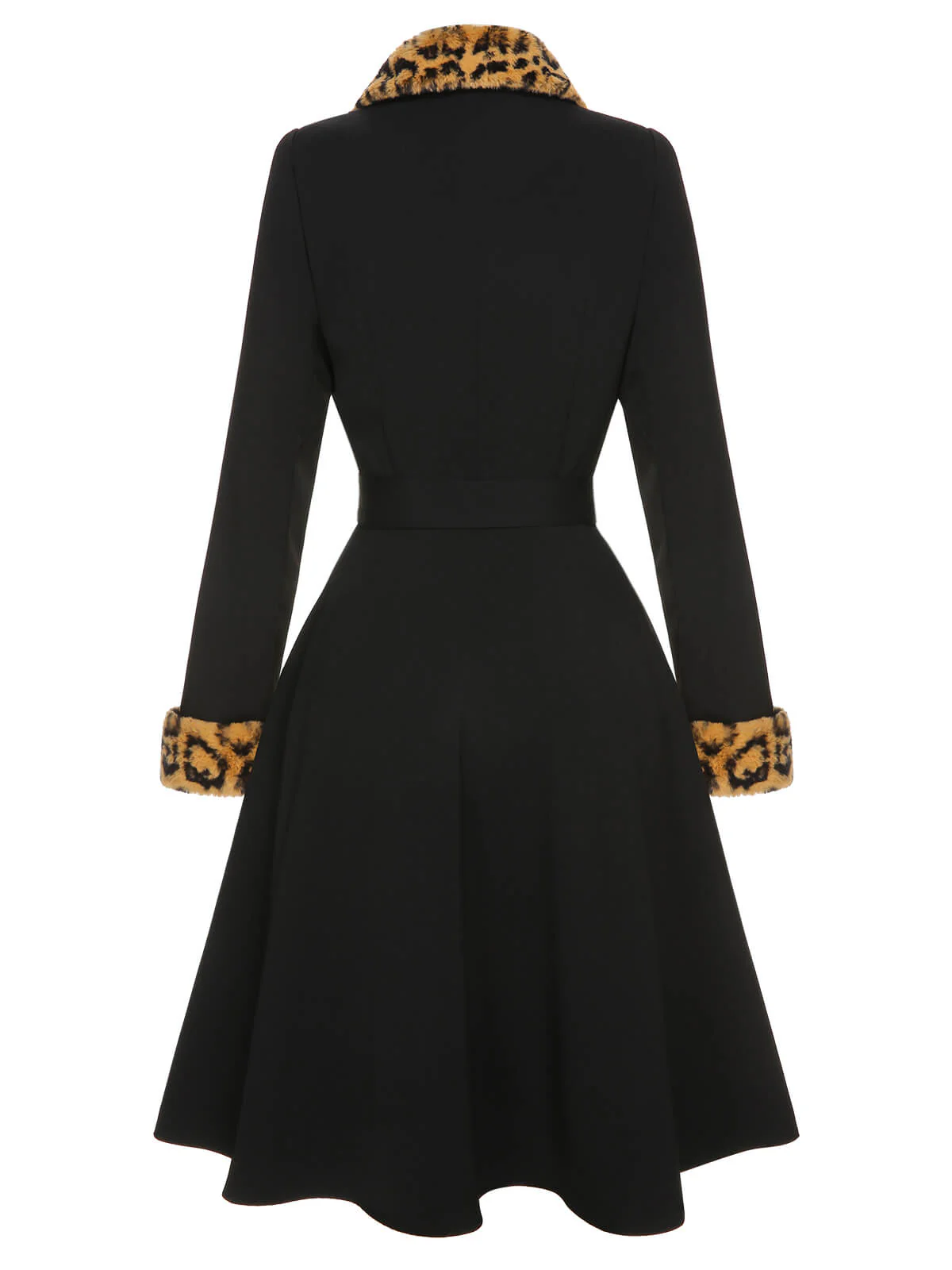 Black 1950s Leopard Lapel Pocket Coat - Image 4