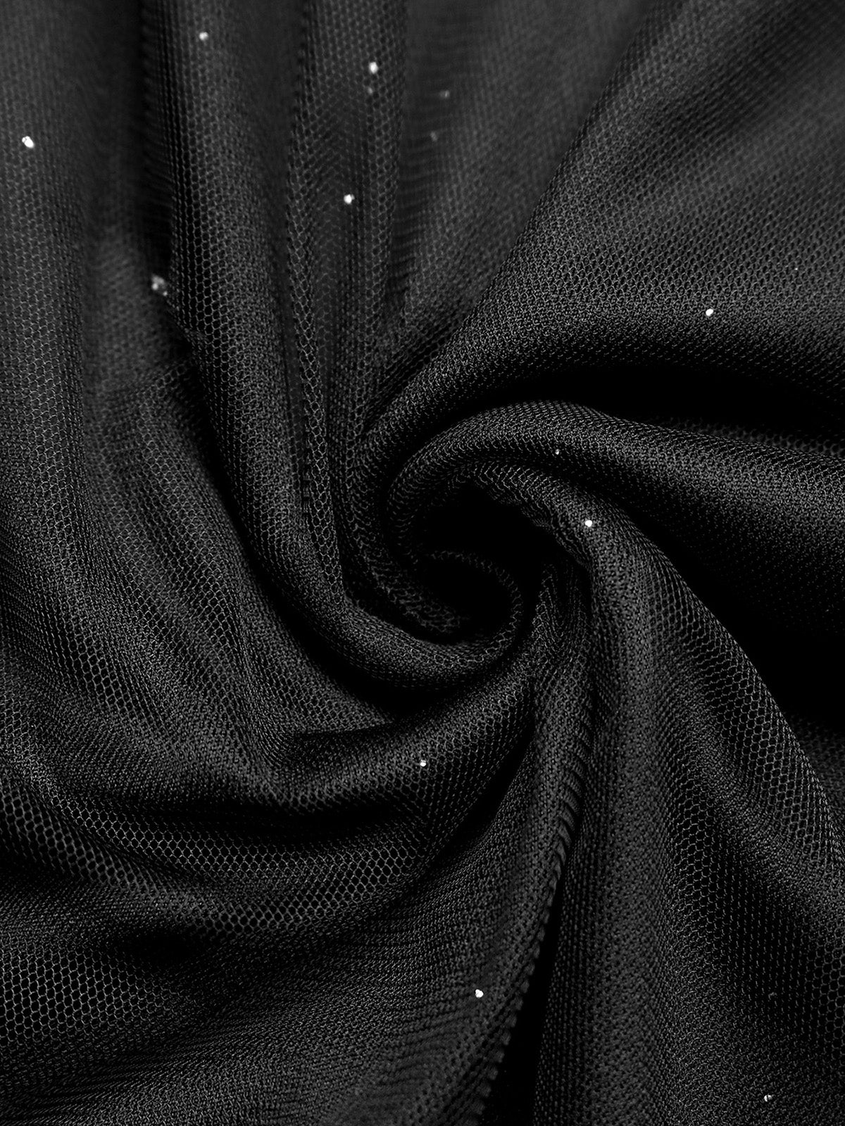 Black 1950s Mesh Patchwork Sequins Sleeveless Dress - Image 5