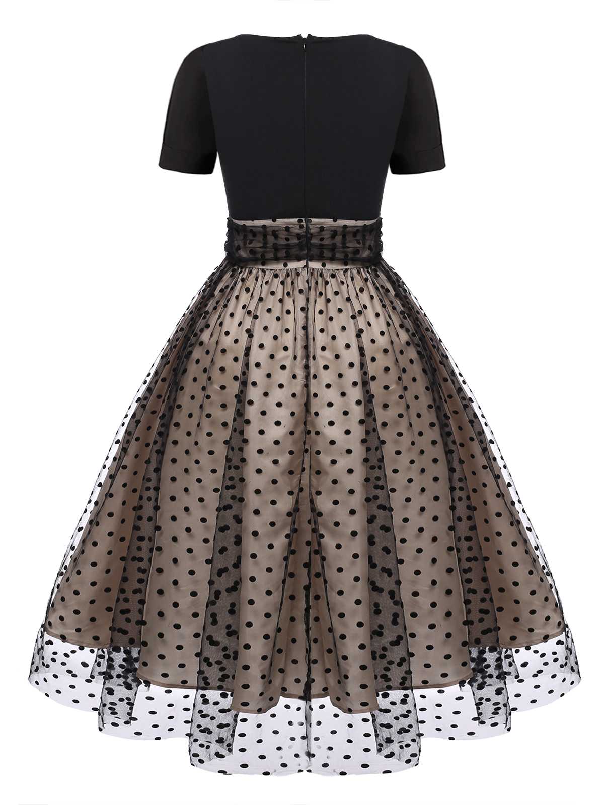 Black 1950s Polka Dot Swing Dress - Image 9