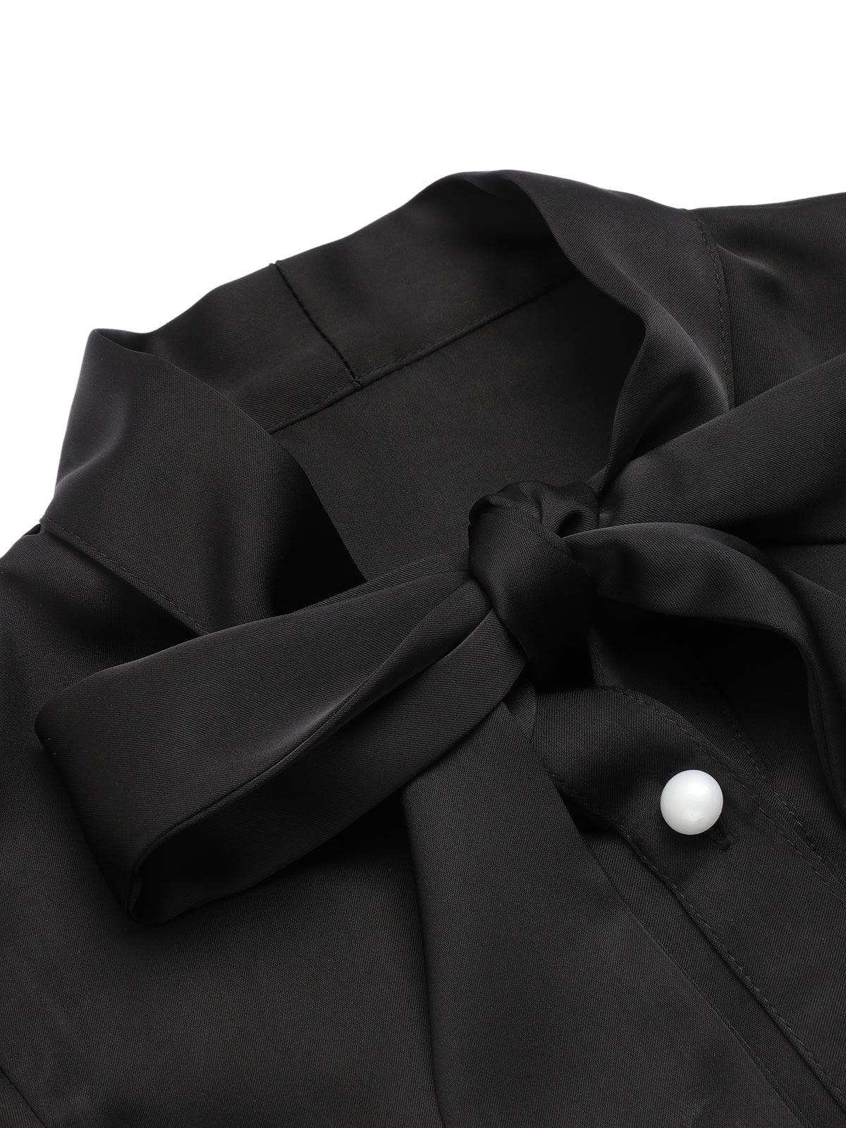 Black 1950s Solid Ruffled-Sleeve Blouse - Image 4
