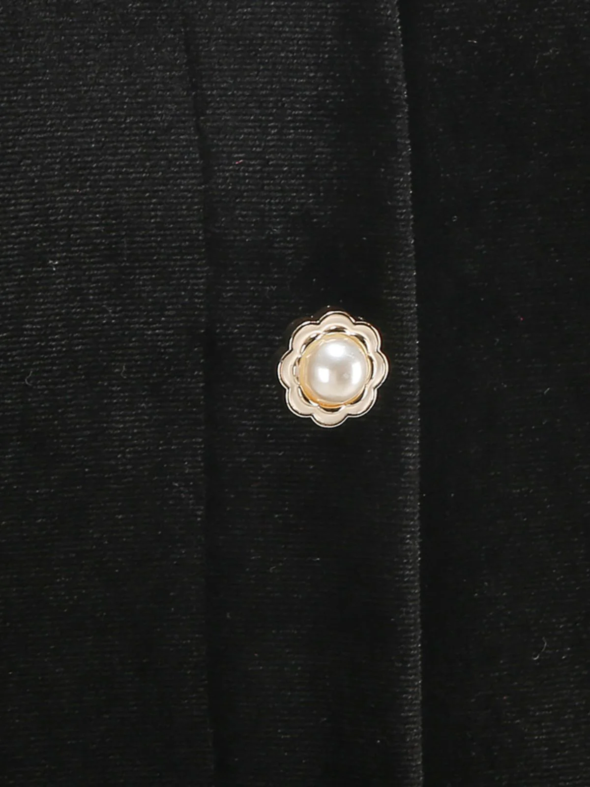 Black 1950s Velvet Knitted Collar Pearl Button Dress - Image 8