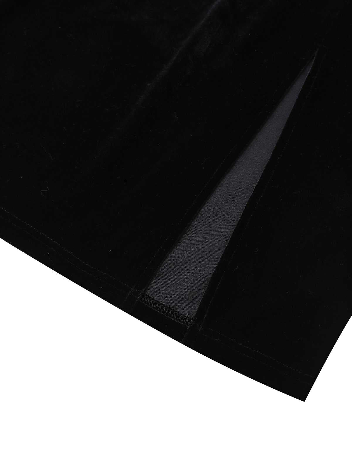Black 1960s Bat Neckline Velvet Slit Dress - Image 7