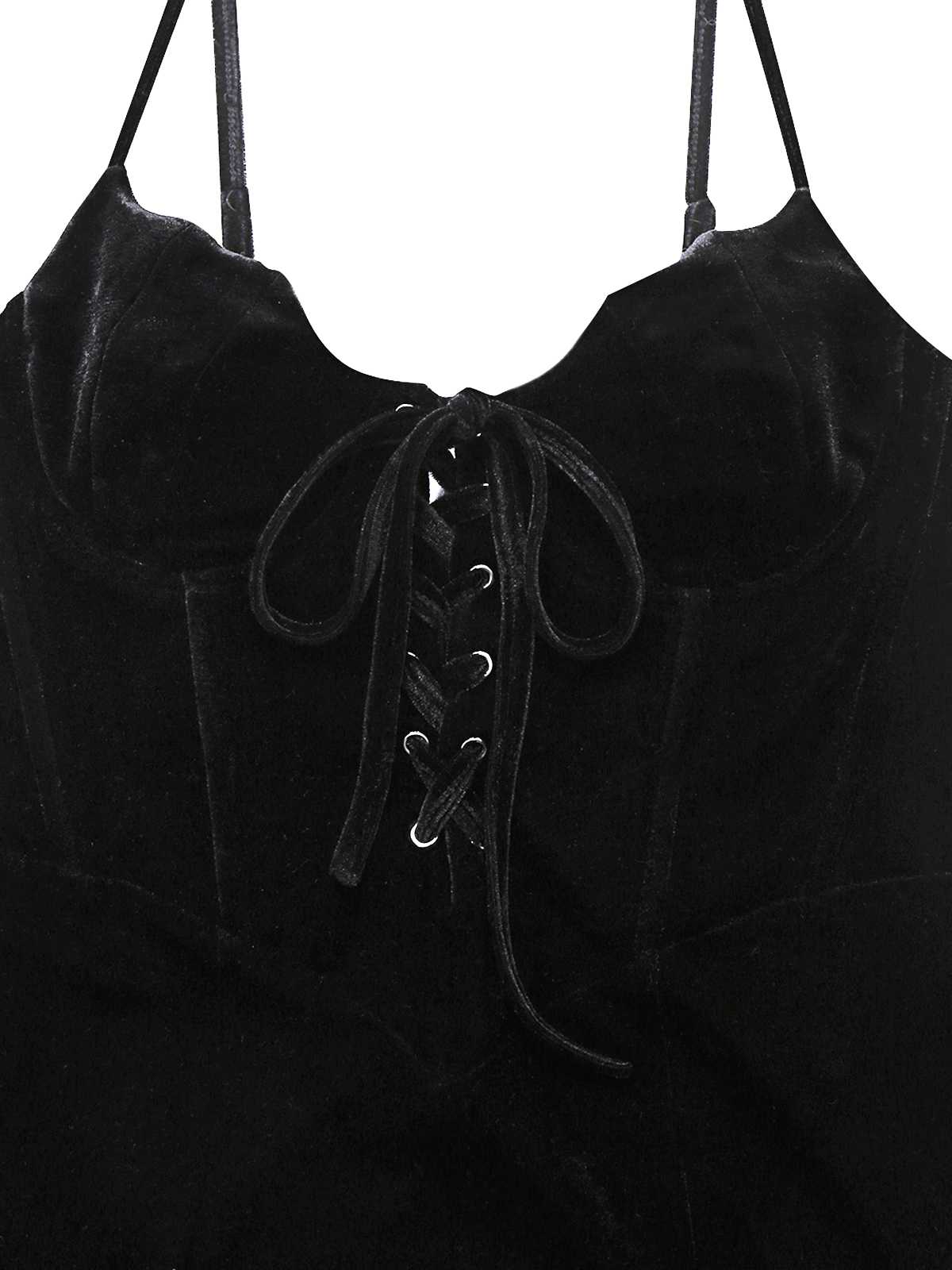 Black 1960s Bat Neckline Velvet Slit Dress - Image 5