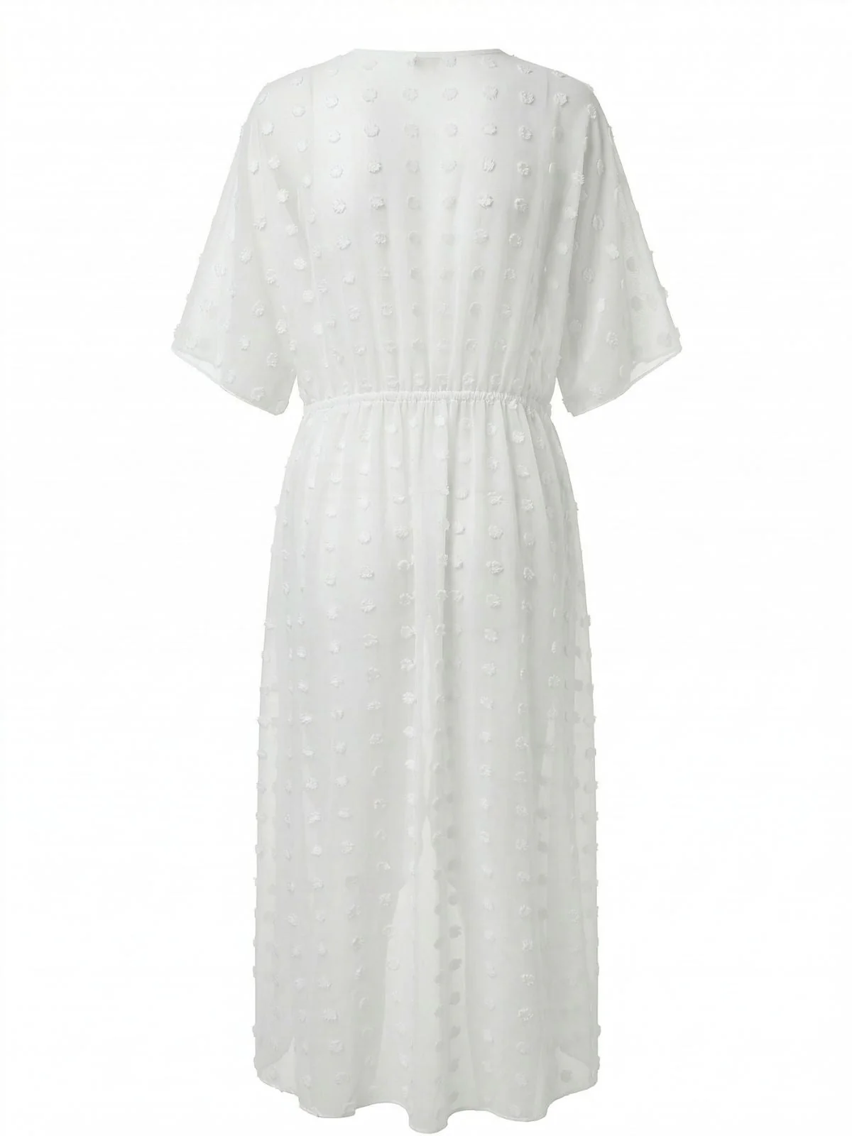 Black 1970s Tie Sheer Polka Dot Maxi Cover-Up Dress - Image 7