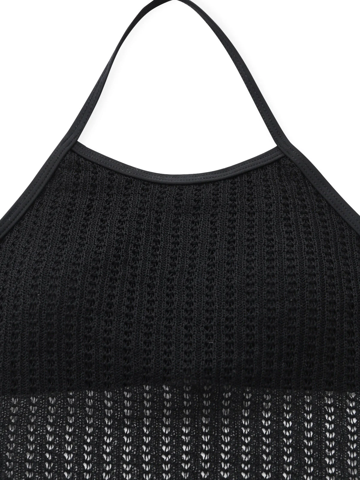 Black 1980s Crochet Crisscross Sleeveless Knit Swim Dress - Image 4