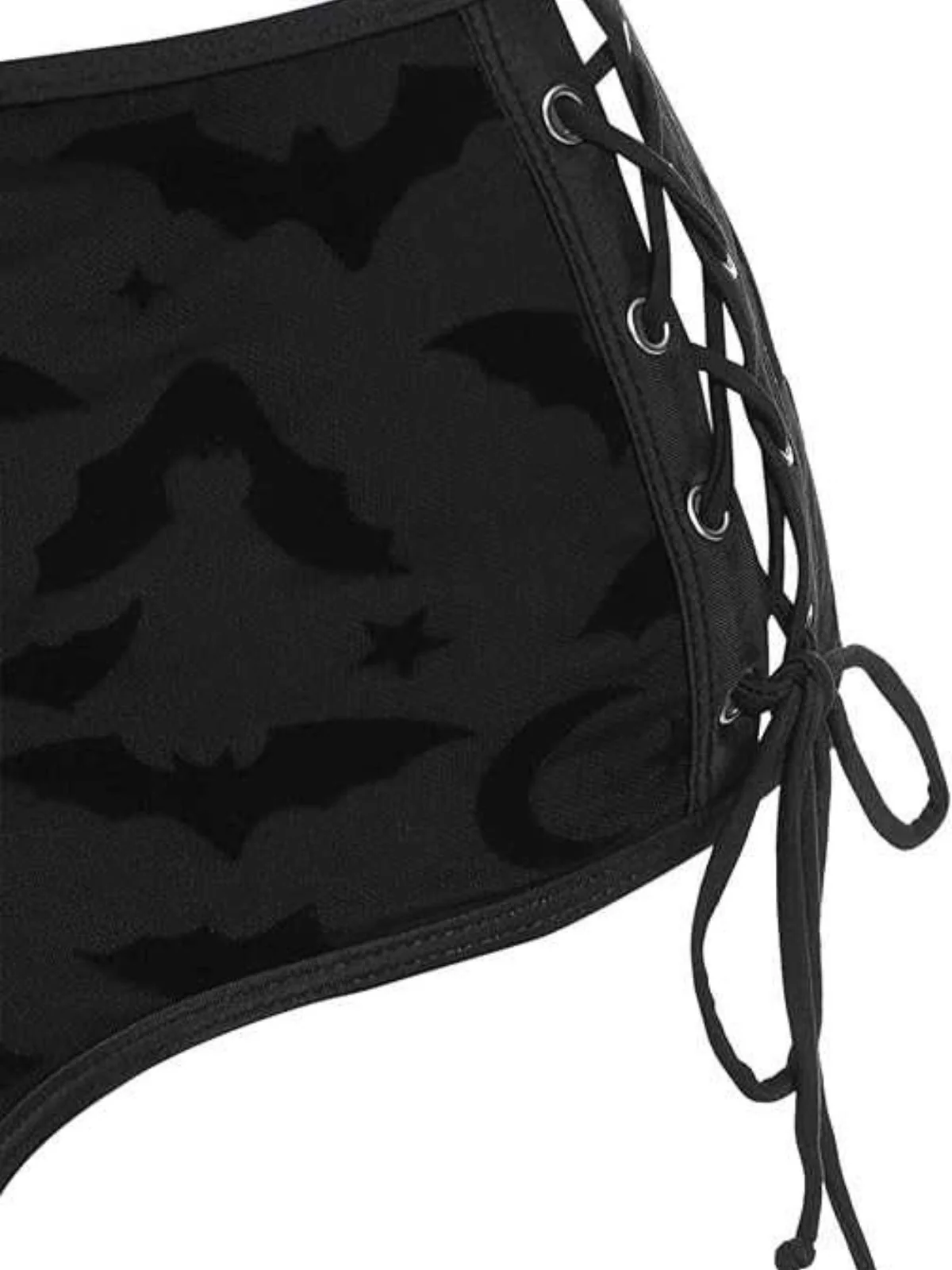 Black 1980s Strap Bat Mesh Gothic Bikini Set - Image 5