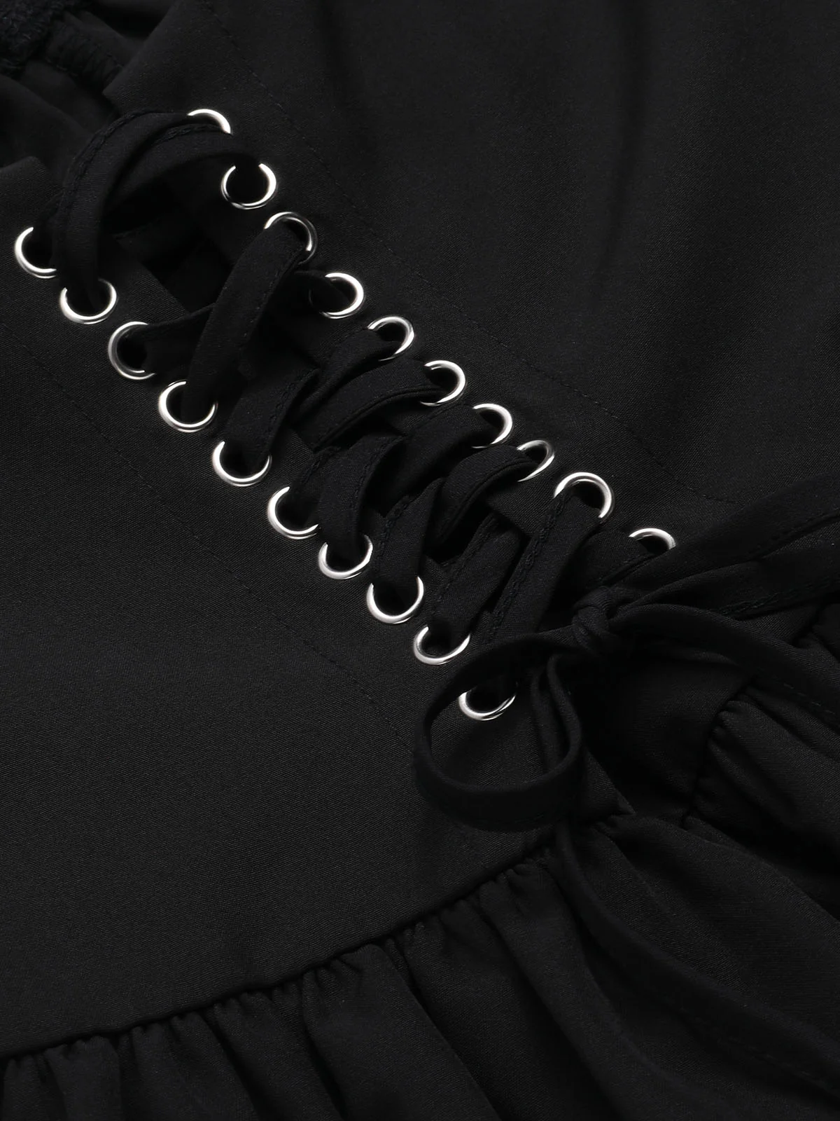 Black Solid Sleeveless Lace Mini Dress - Image 5