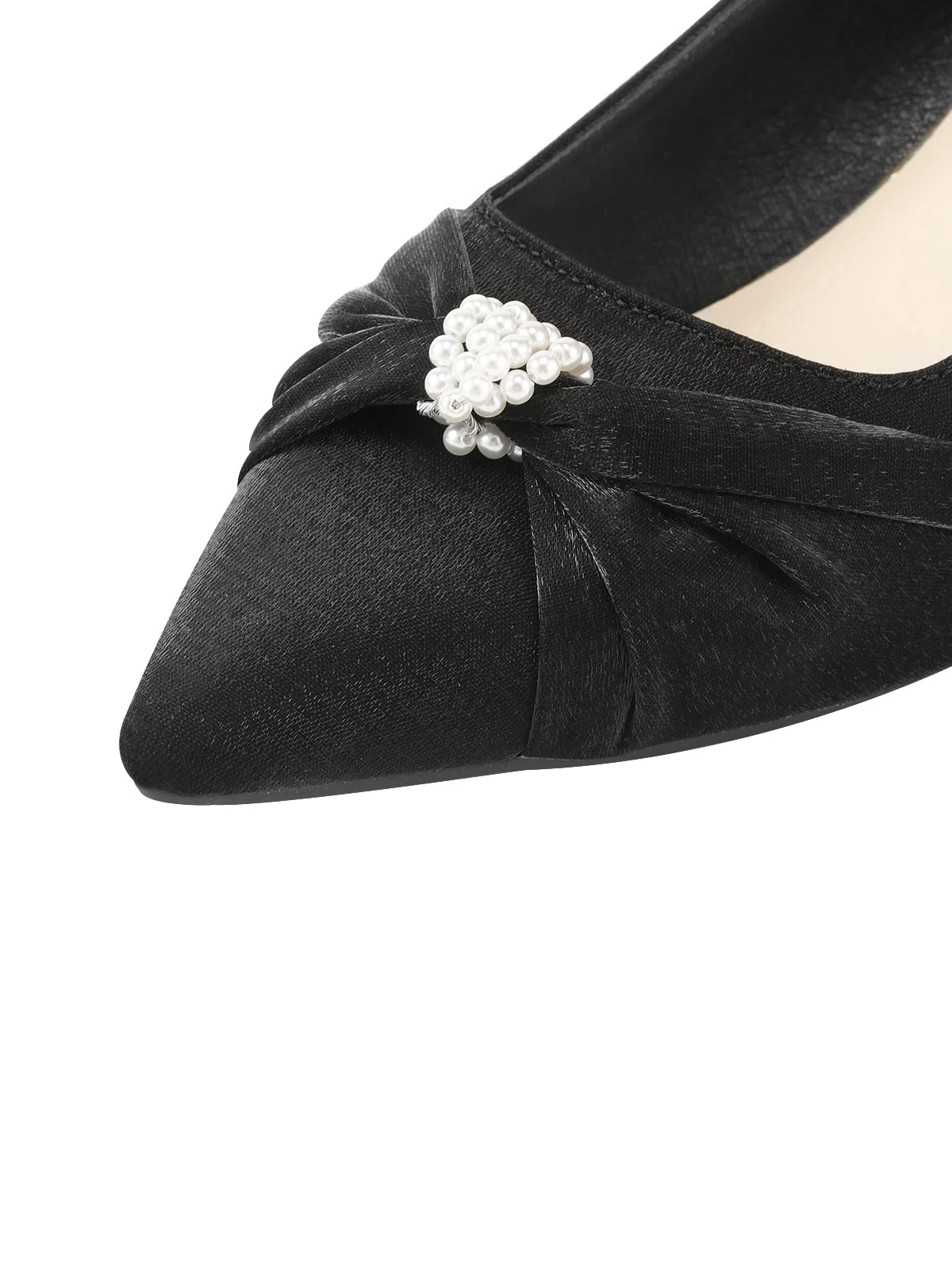 Black Twist Beading Kitten Heels Shoes - Image 4
