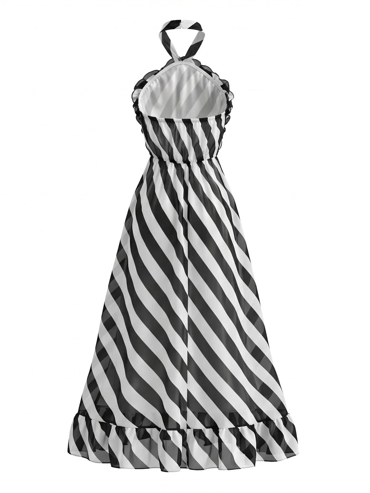 Black & White 1950s Striped Halter Dress - Image 2