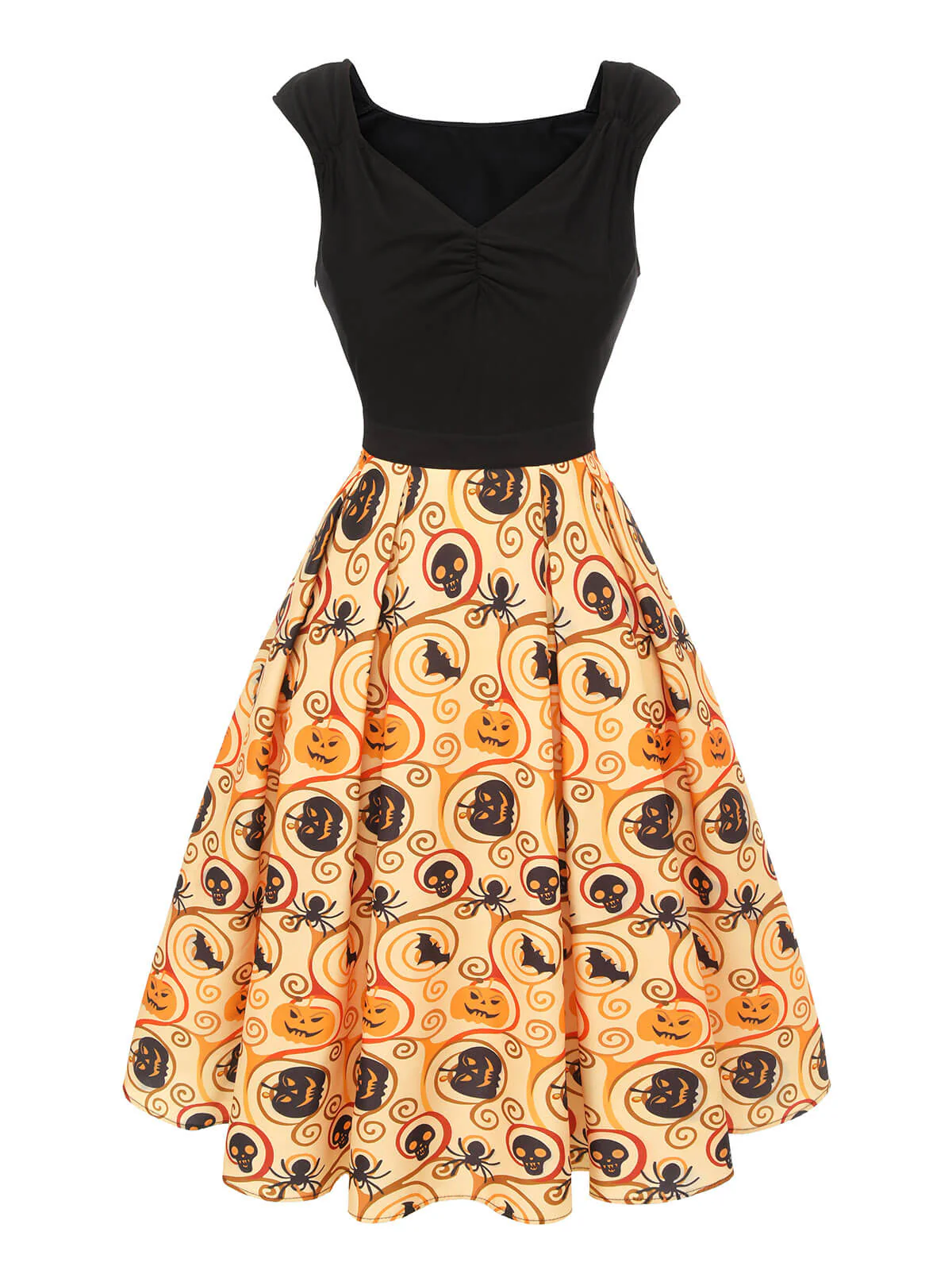 Black & Yellow 1950s Pumpkin Bat Spider Dress - Image 2