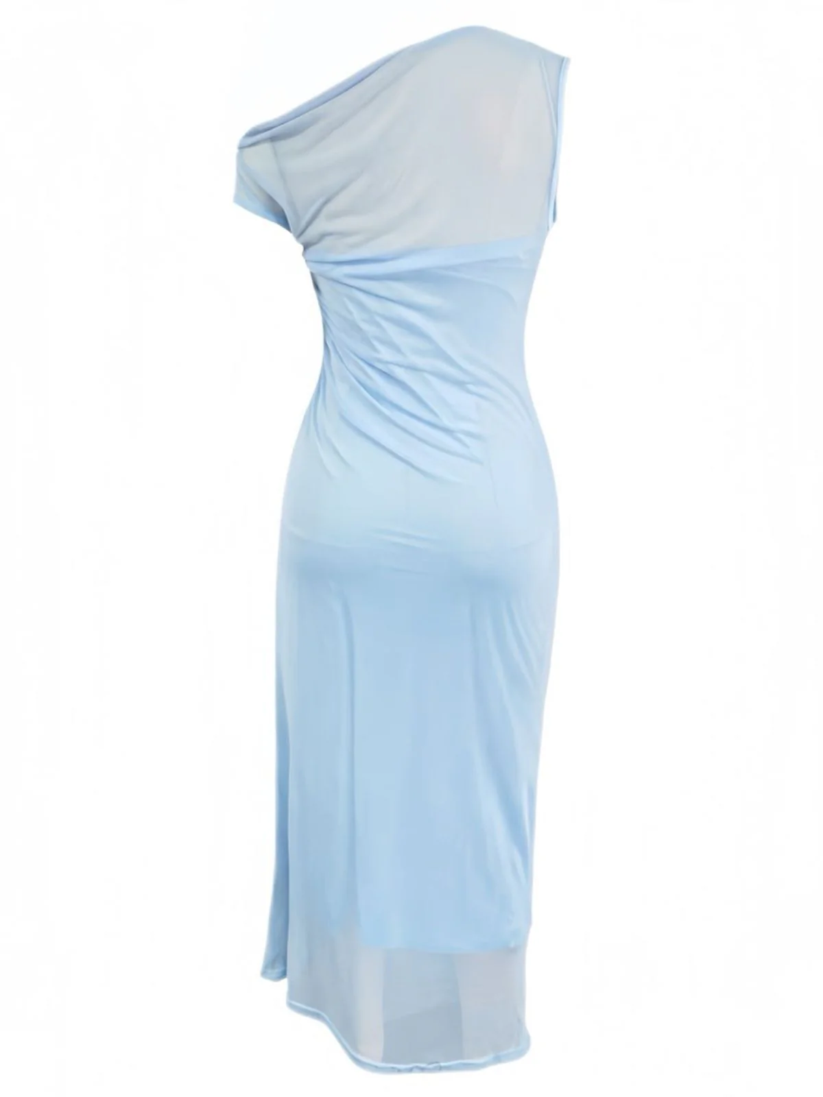 Blue 1930s One-Shoulder Floral Embroidered Mermaid Dress - Image 3