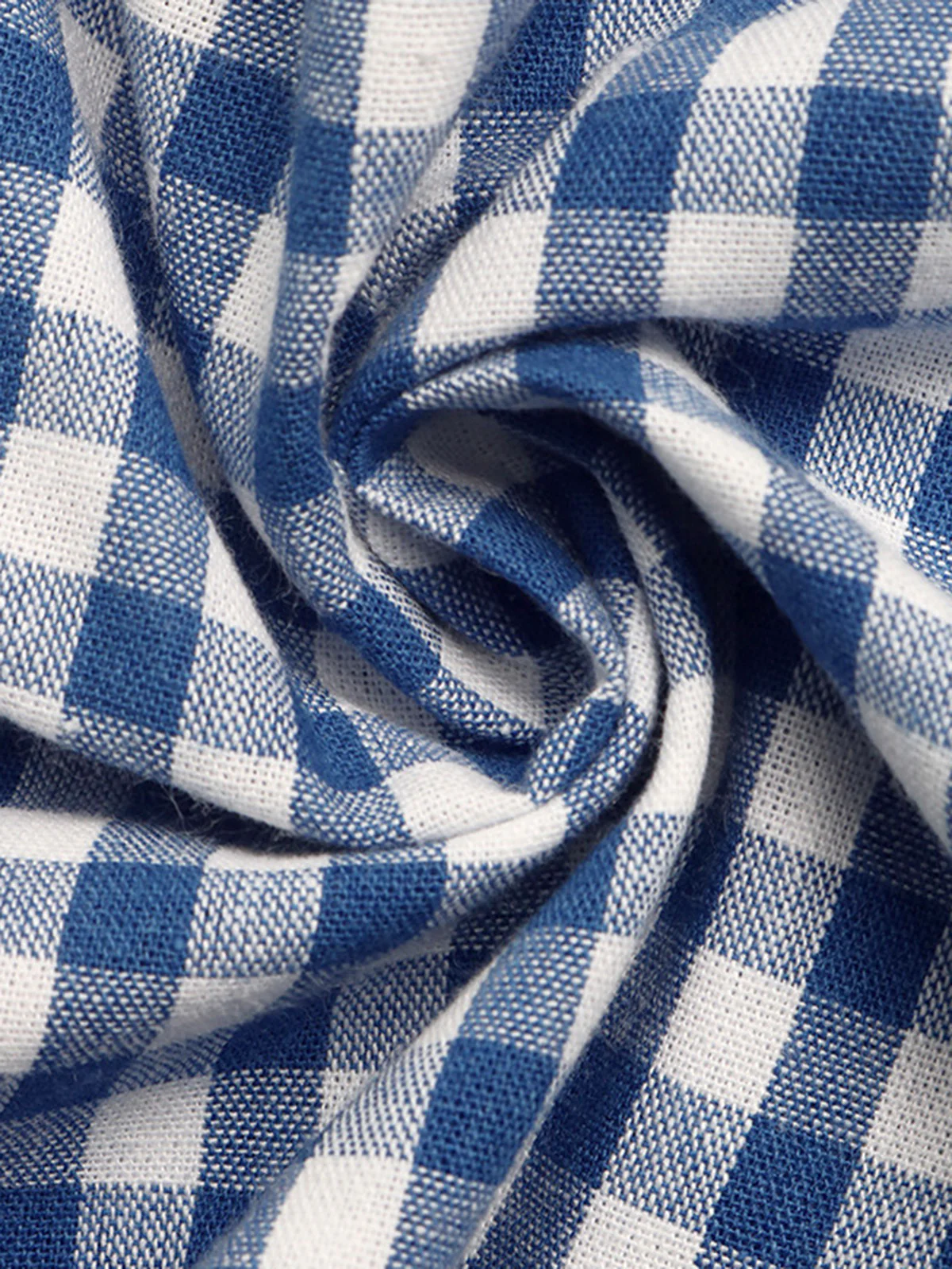 Blue 1940s Gingham Plaid Spaghetti Strap Dress - Image 8