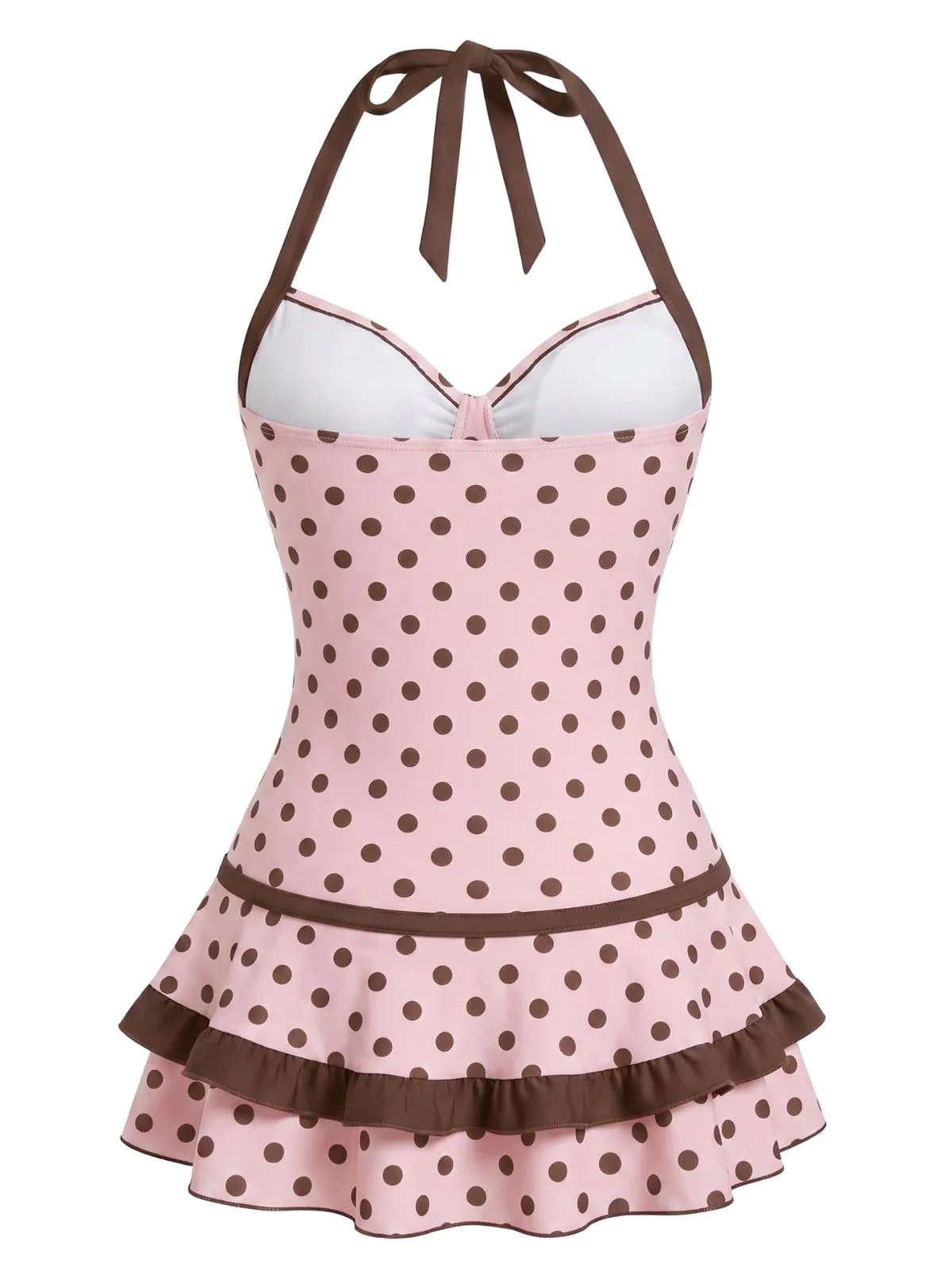 [Pre-Sale] Blue 1940s Halter Bow Polka Dot Swim Dress - Image 6