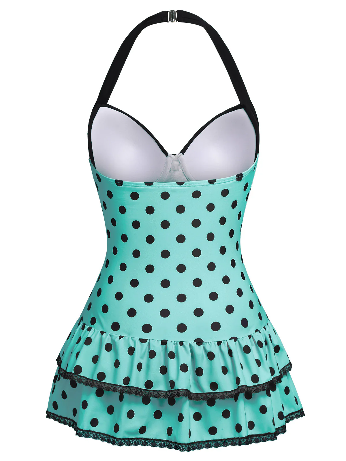Red 1940s Halter Gingham Bow One-Piece Swimsuit - Image 24