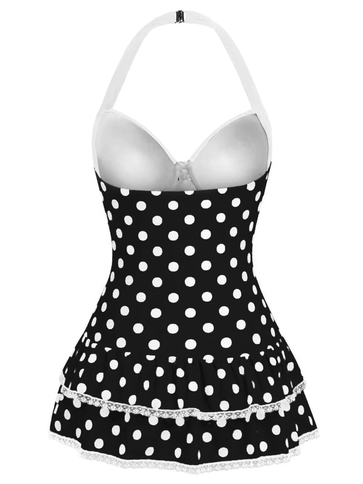 Red 1940s Halter Gingham Bow One-Piece Swimsuit - Image 26
