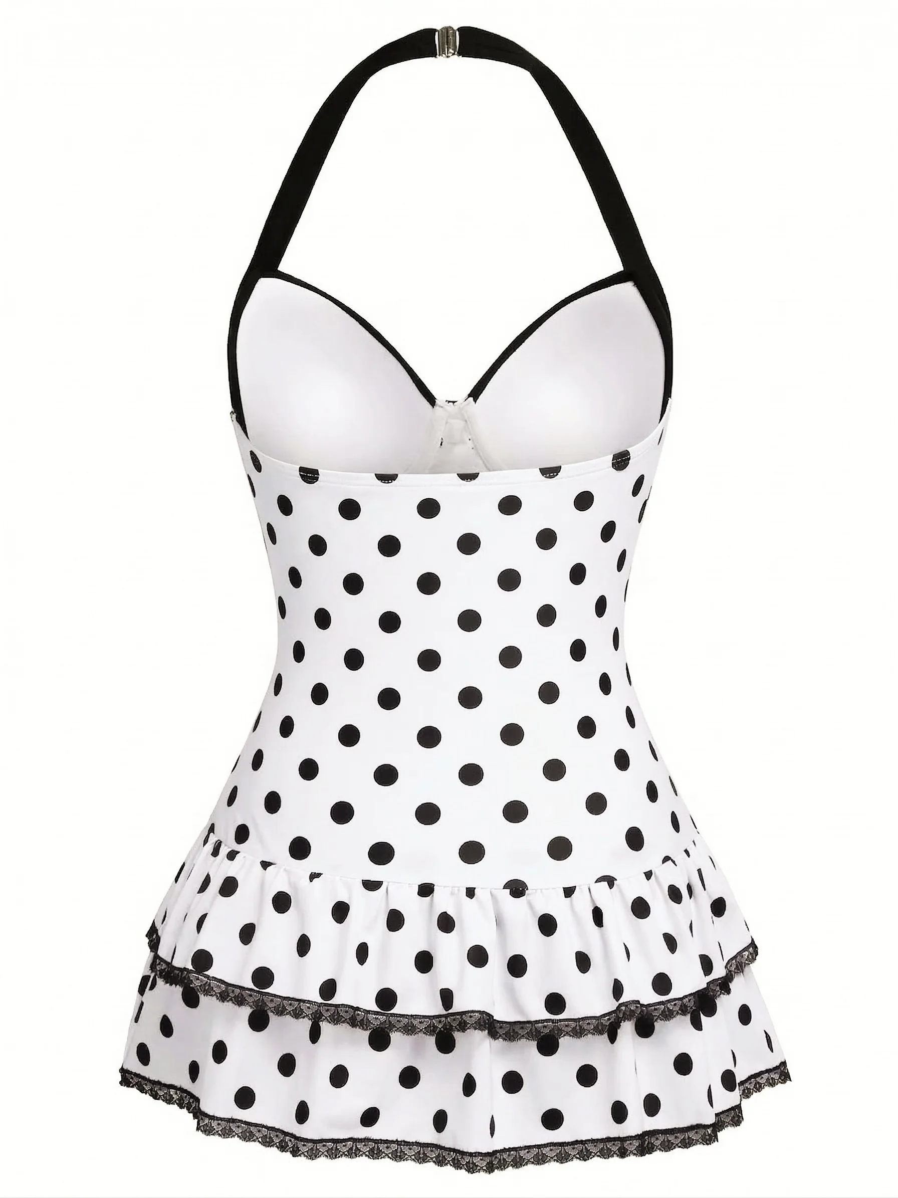 Red 1940s Halter Gingham Bow One-Piece Swimsuit - Image 15