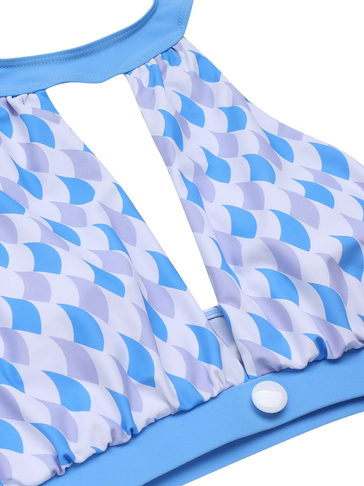 Blue 1940s Hole Collar Halter Swimsuit - Image 5
