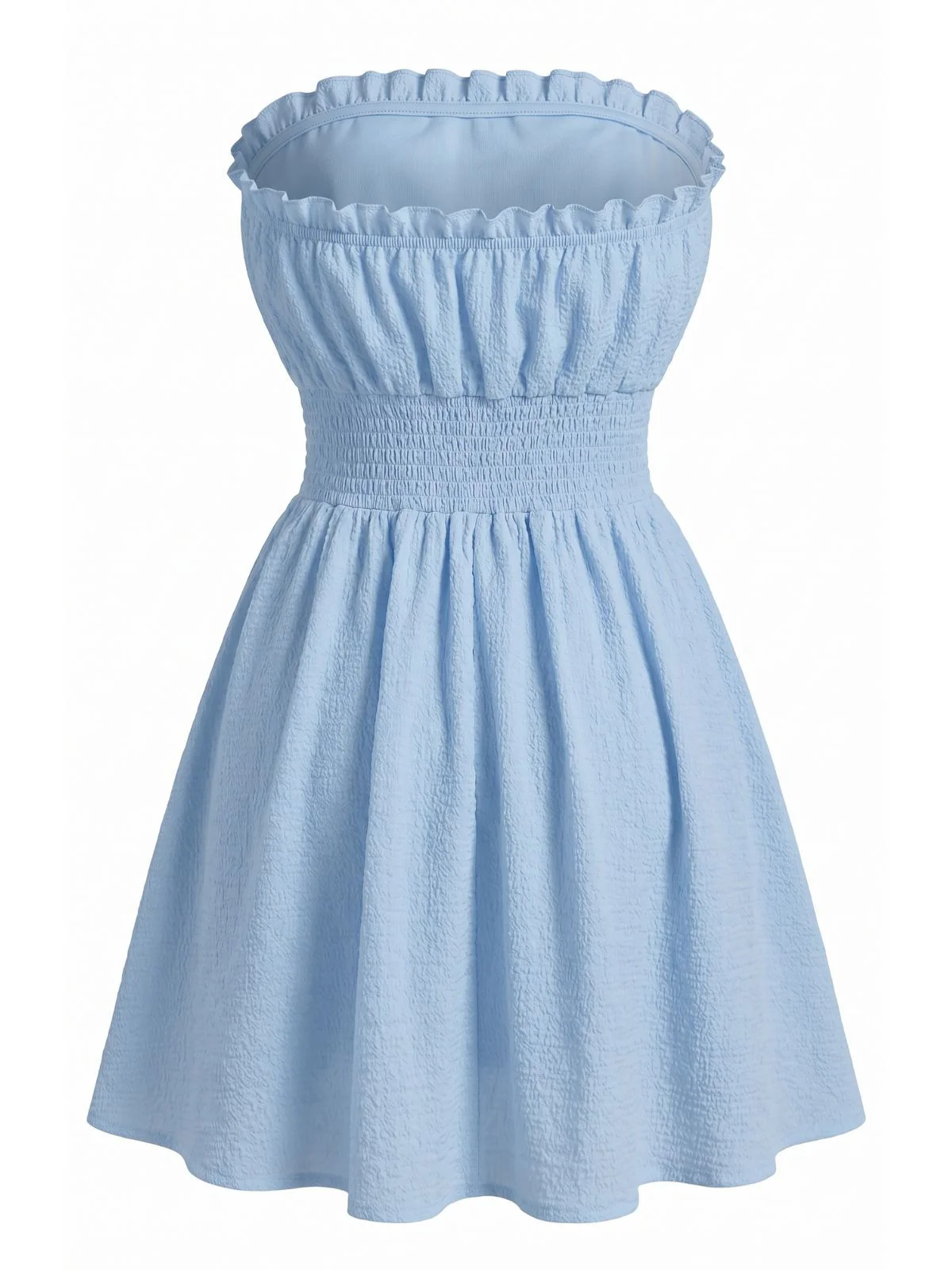 Blue 1940s Solid Strapless Mini Dress - Image 3