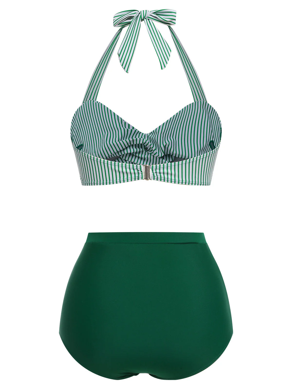 Blue 1940s Striped Halter Swimsuit Set - Image 6