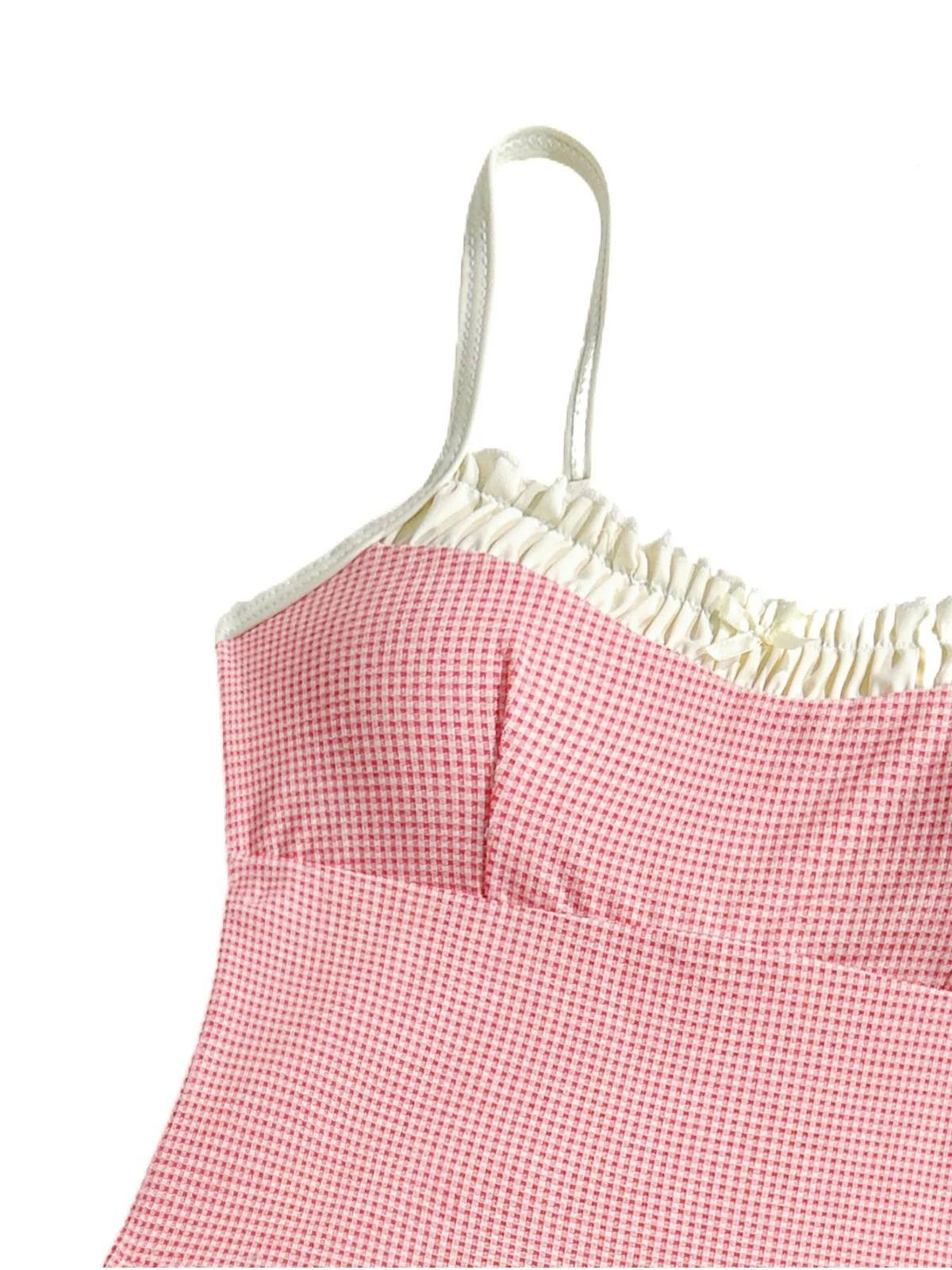 Blue 1950s Checkered Lace Trim Tankini Set - Image 5