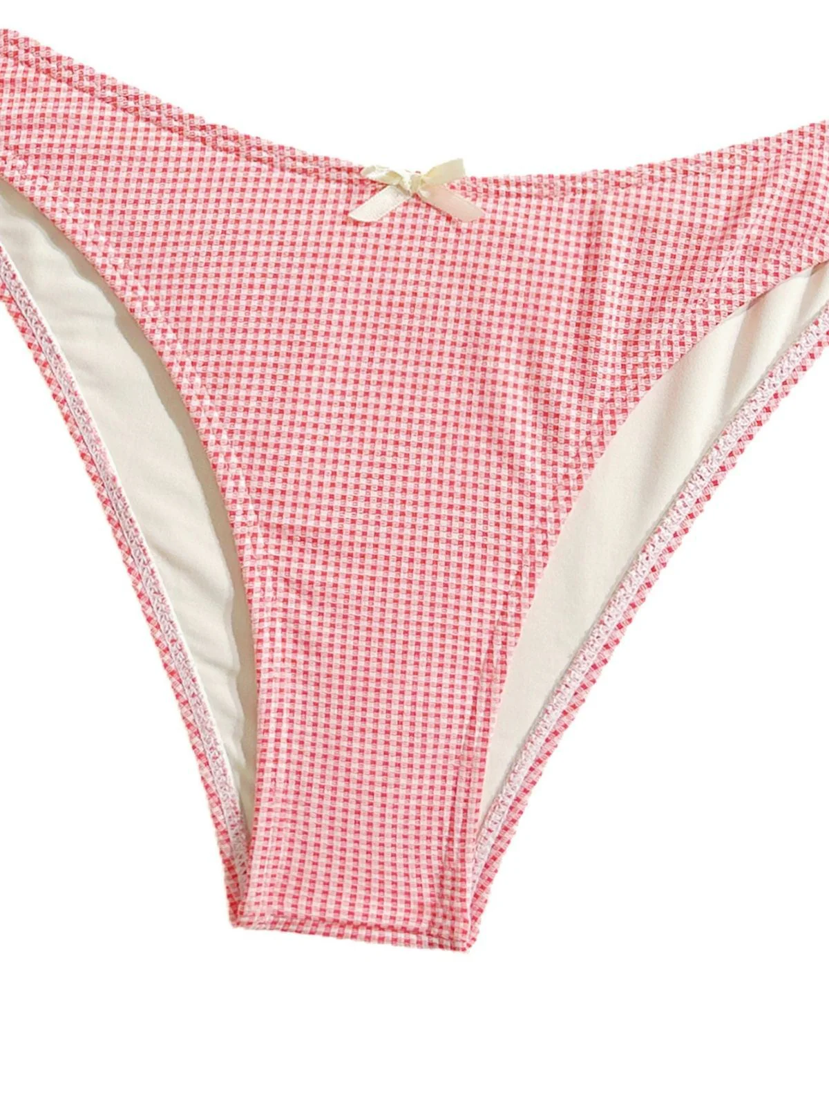 Blue 1950s Checkered Lace Trim Tankini Set - Image 6