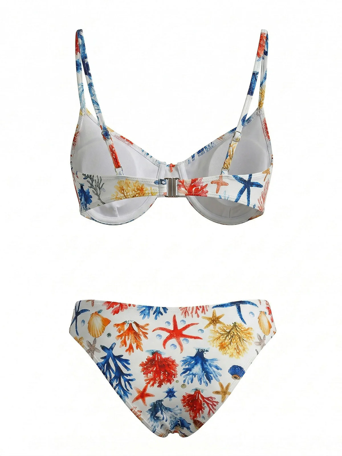Blue 1950s Coral & Starfish Print Bikini Set - Image 3