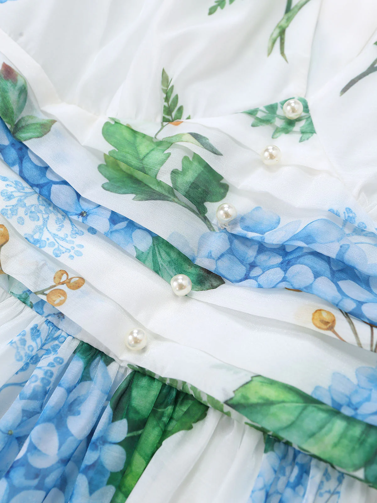 [Pre-Sale] Blue 1950s Floral Print V-Neck Swing Dress - Image 6