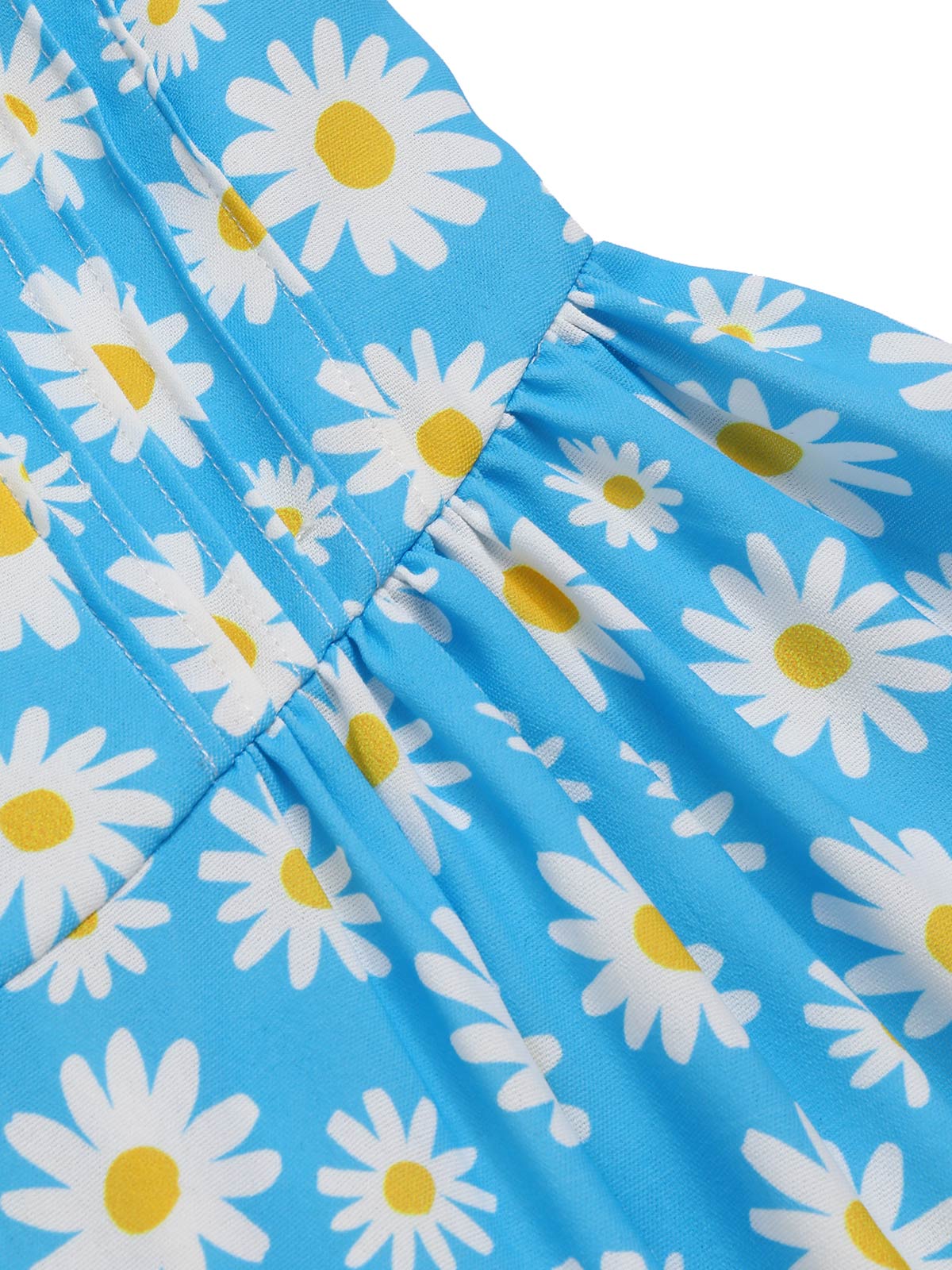 Blue 1950s Halter Lace Daisy Dress - Image 7