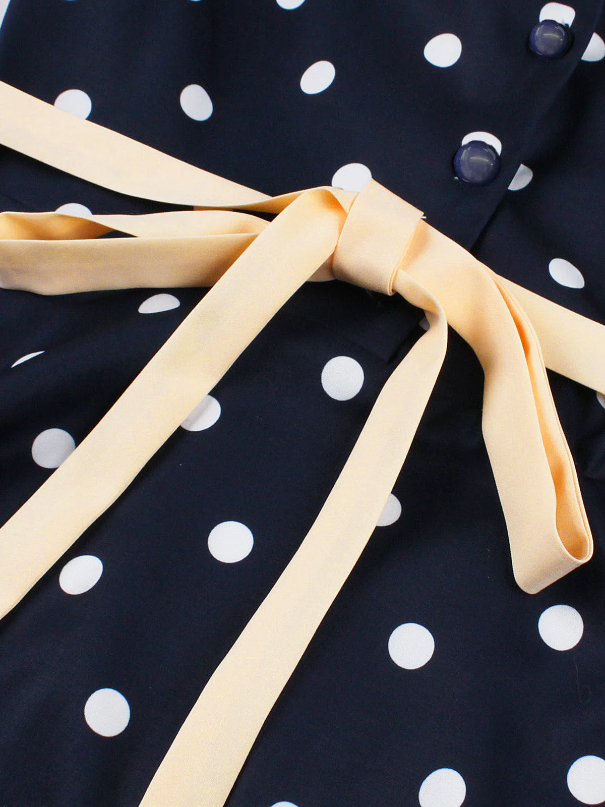 Blue 1950s Polka Dot Embroidered Floral Swing Dress - Image 7
