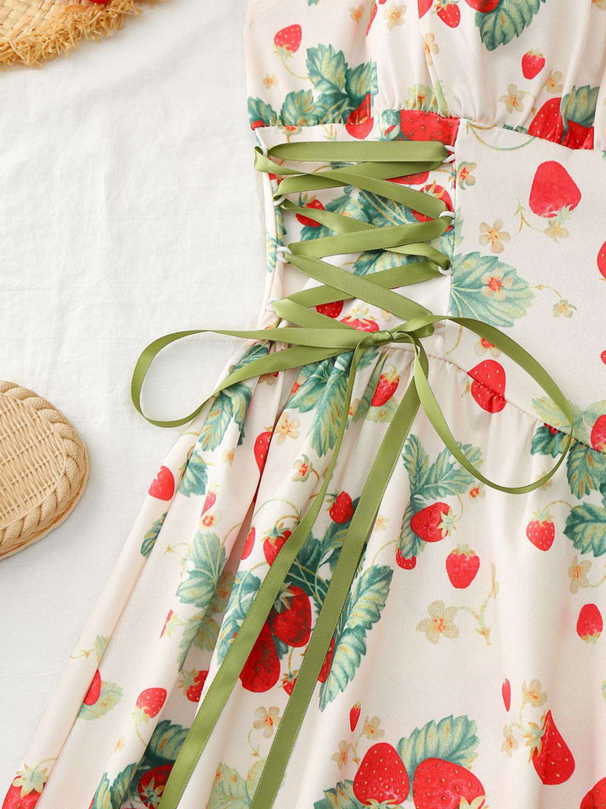 Blue 1950s Ruffled Square Neck Sleeveless Floral Swing Dress - Image 18