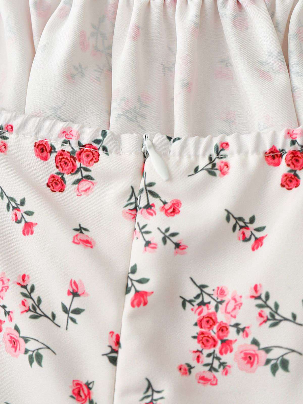 Blue 1950s Ruffled Square Neck Sleeveless Floral Swing Dress - Image 27