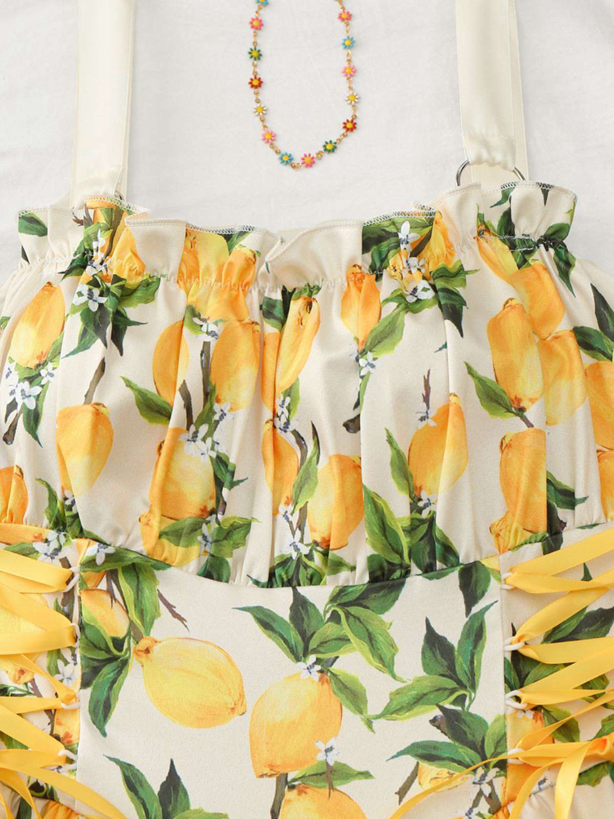 Blue 1950s Ruffled Square Neck Sleeveless Floral Swing Dress - Image 32