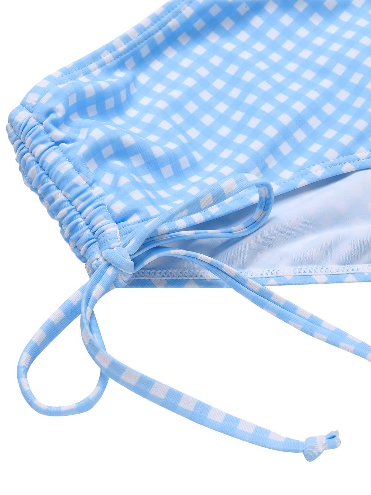 Blue 1950s Spaghetti Strap Plaids Swimsuit - Image 7