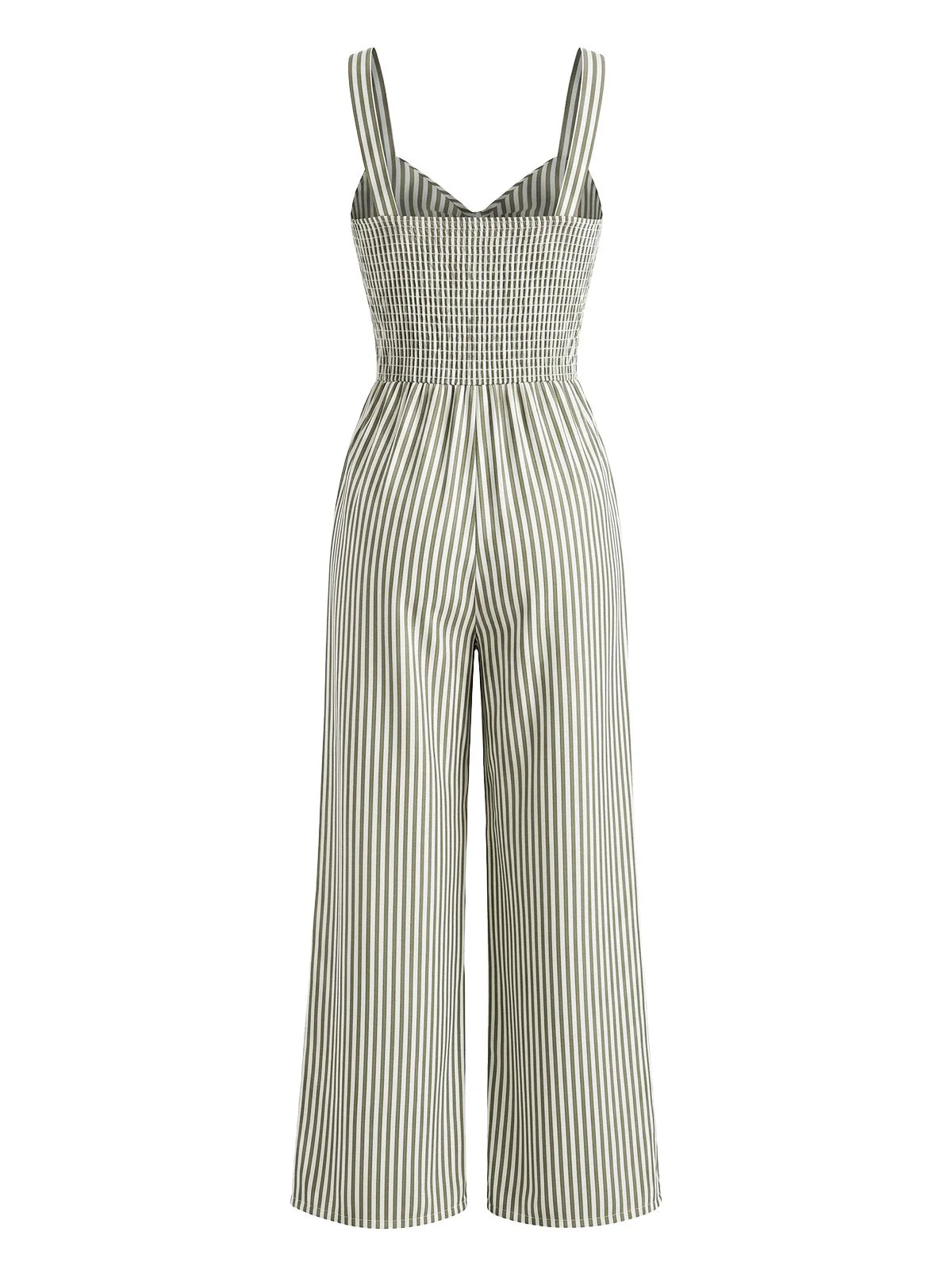 Blue 1950s Striped Twisted Hollow V-Neck Jumpsuit - Image 9