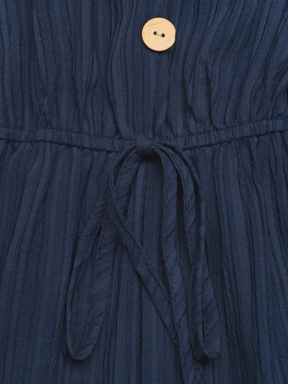 Blue 1950s V-Neck Knotted Strap Button Front Romper - Image 7