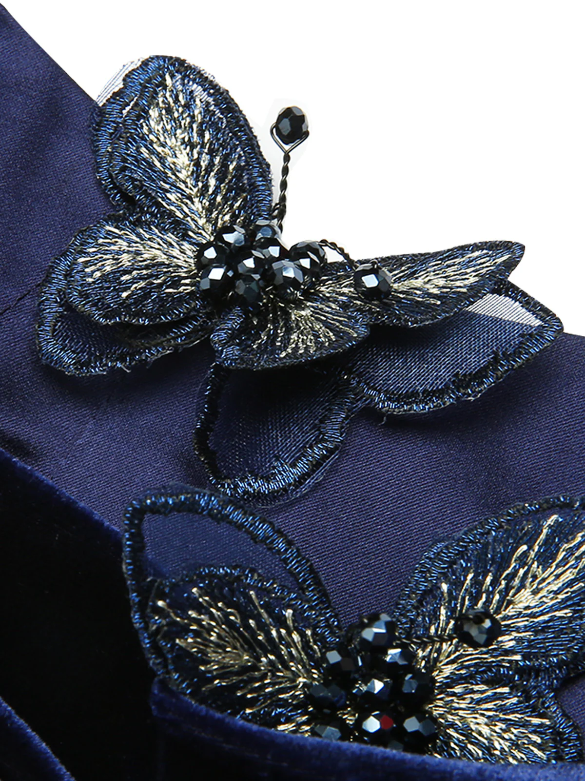Blue 1960s 3D Butterfly Velvet Pencil Dress - Image 5