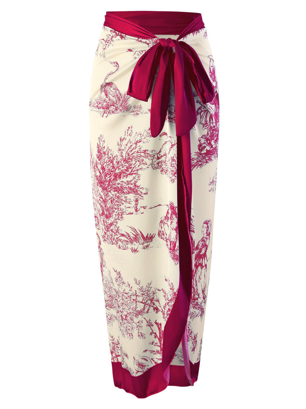 1960s Ink Floral Patchwork Tie-Up Cover-Up - Image 5