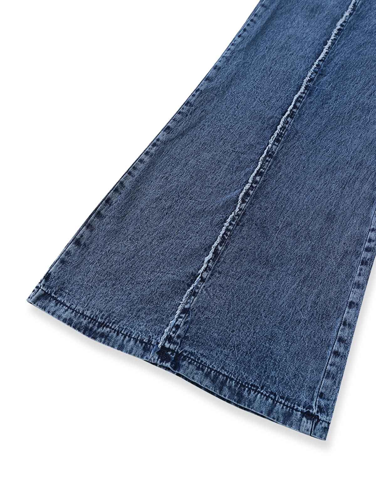 [Pre-Sale] Blue 1970s Denim Wide-Leg Overalls Frayed Jumpsuit - Image 4